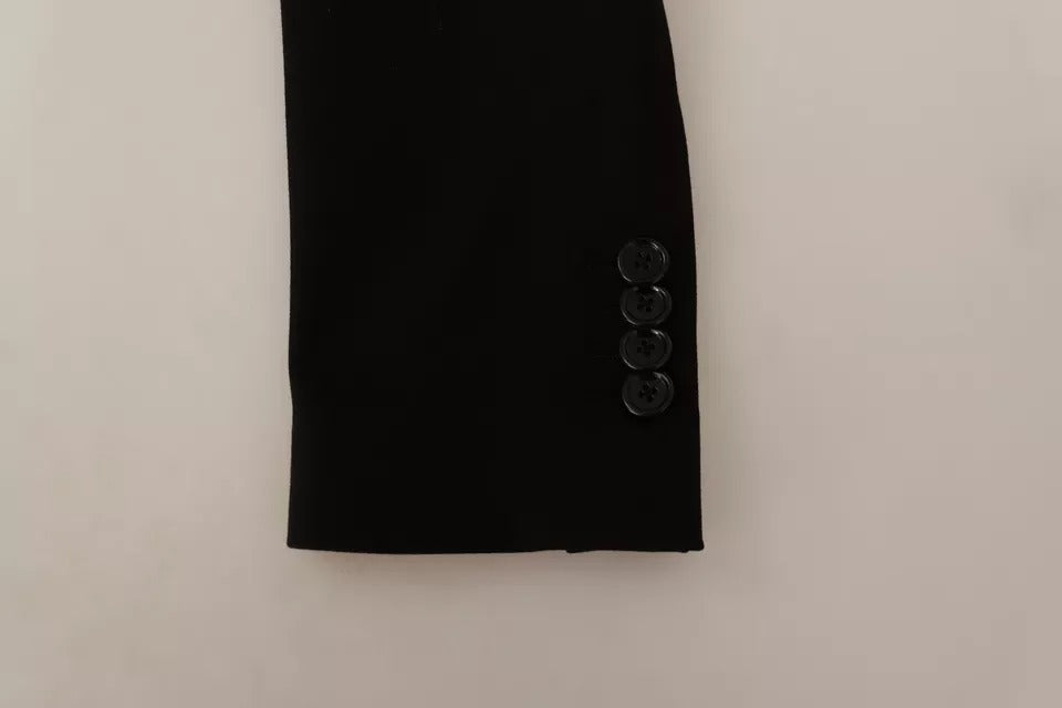 Dolce & Gabbana Black Wool Slim Fit Coat Jacket Blazer | Regal Royce