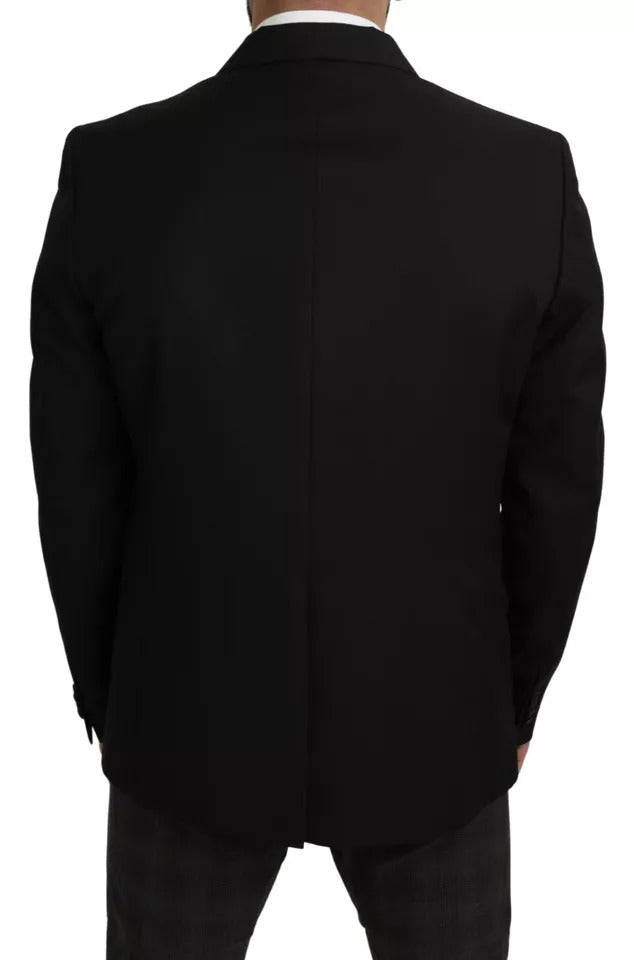 Dolce & Gabbana Black Wool Slim Fit Notch Jacket Blazer | Regal Royce