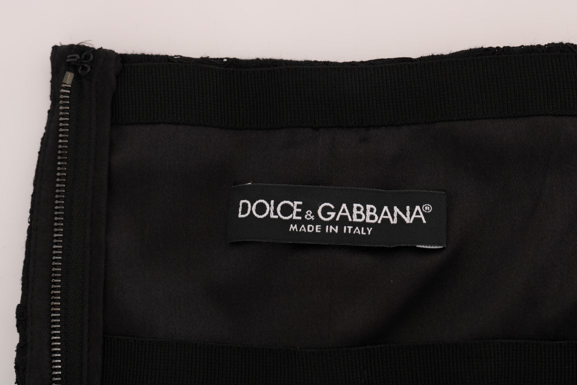 Dolce & Gabbana Black Floral Cutout Lace A-Line Skirt | Regal Royce