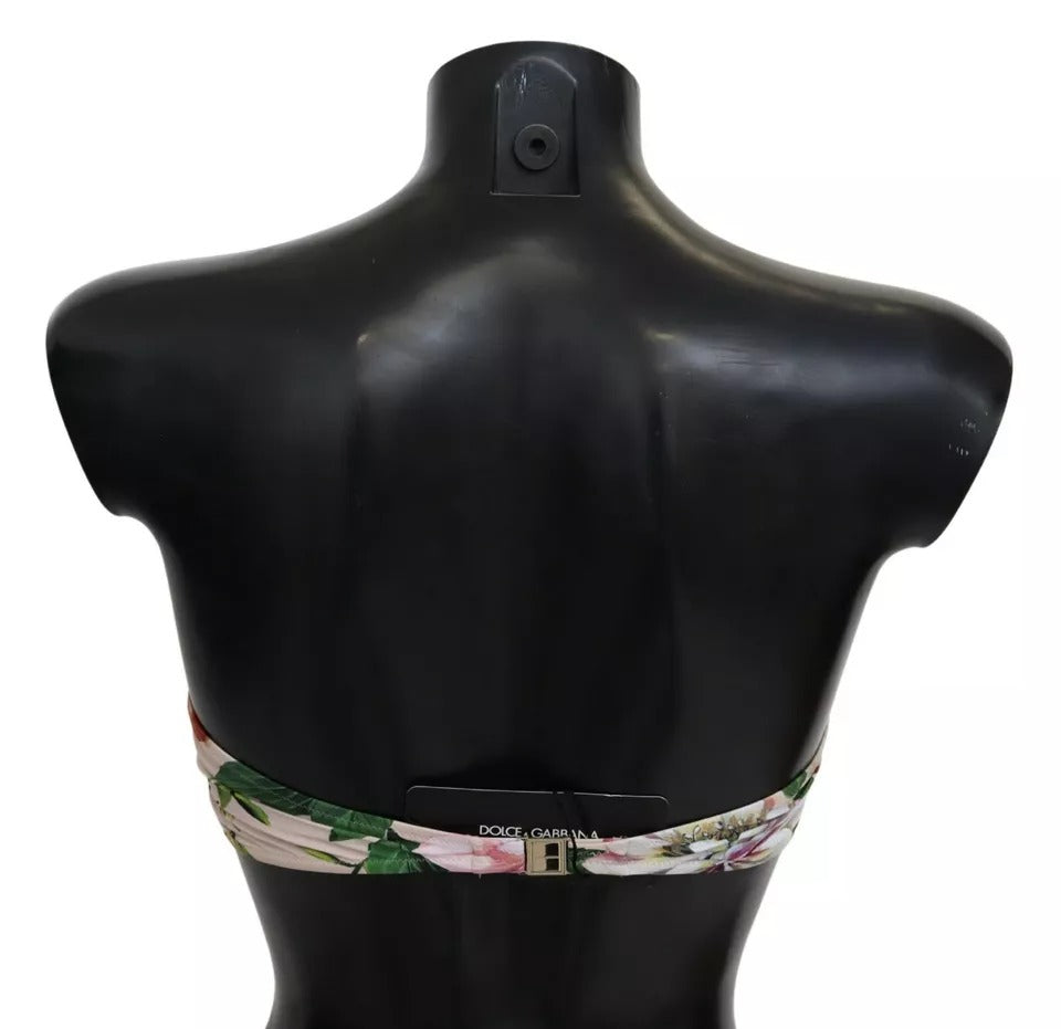Dolce & Gabbana Pink Floral Print Swimsuit Beachwear Bikini Top | Regal Royce