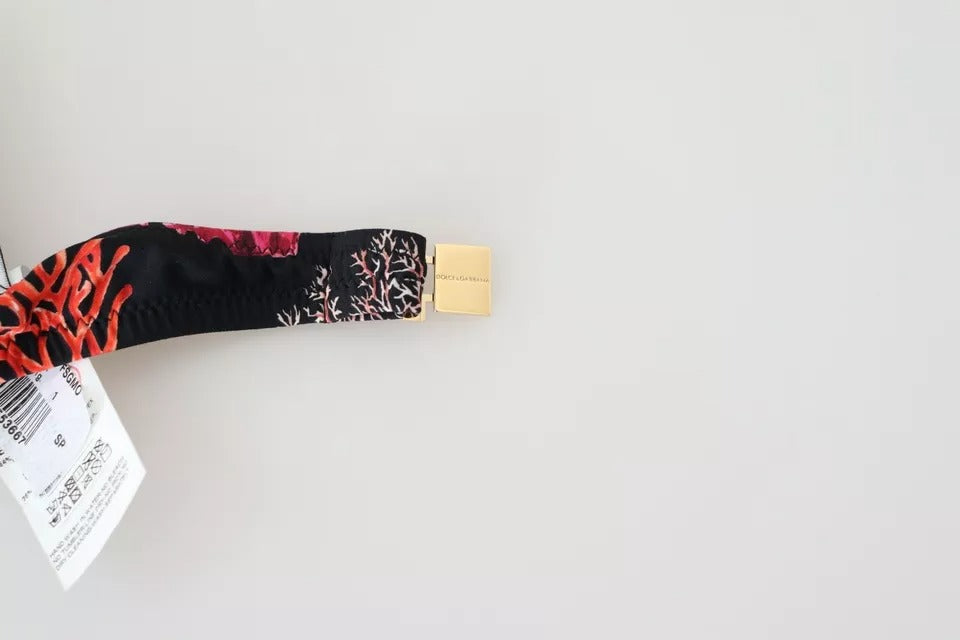 Dolce & Gabbana Black Corals Print Swimsuit Beachwear Bikini Top | Regal Royce