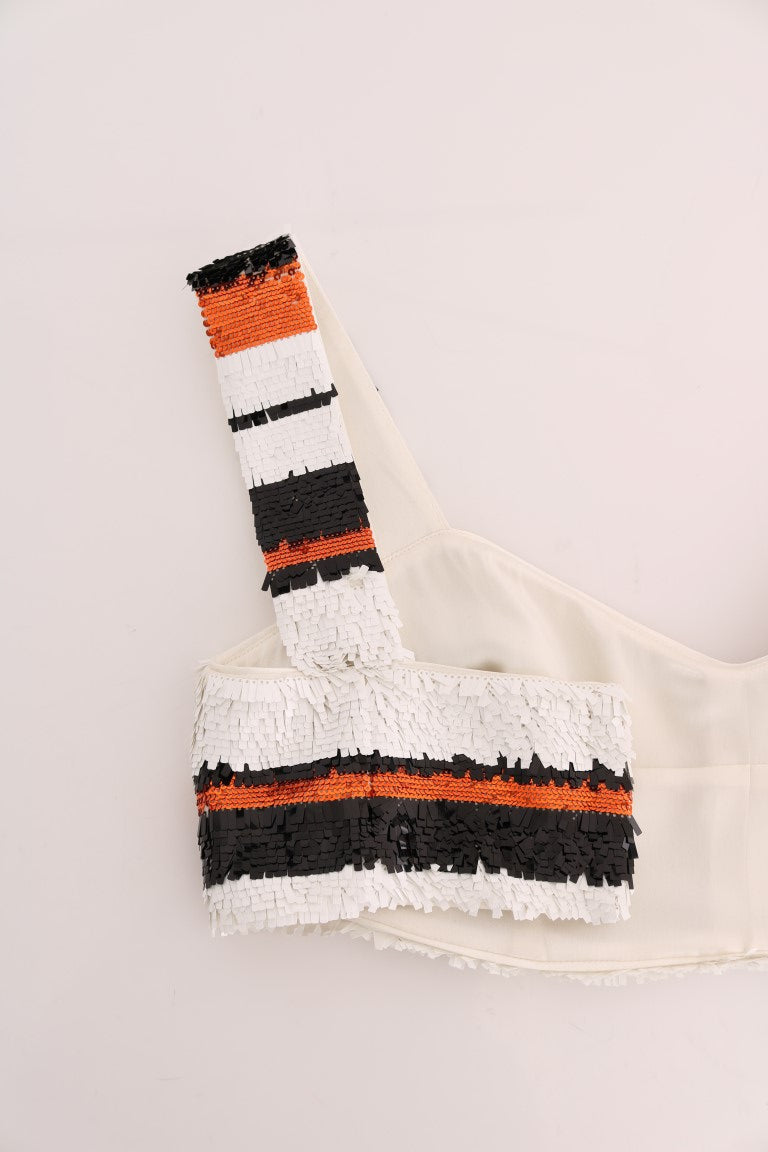 Dolce & Gabbana Multicolor Sequined Stretch Bustier Top | Regal Royce