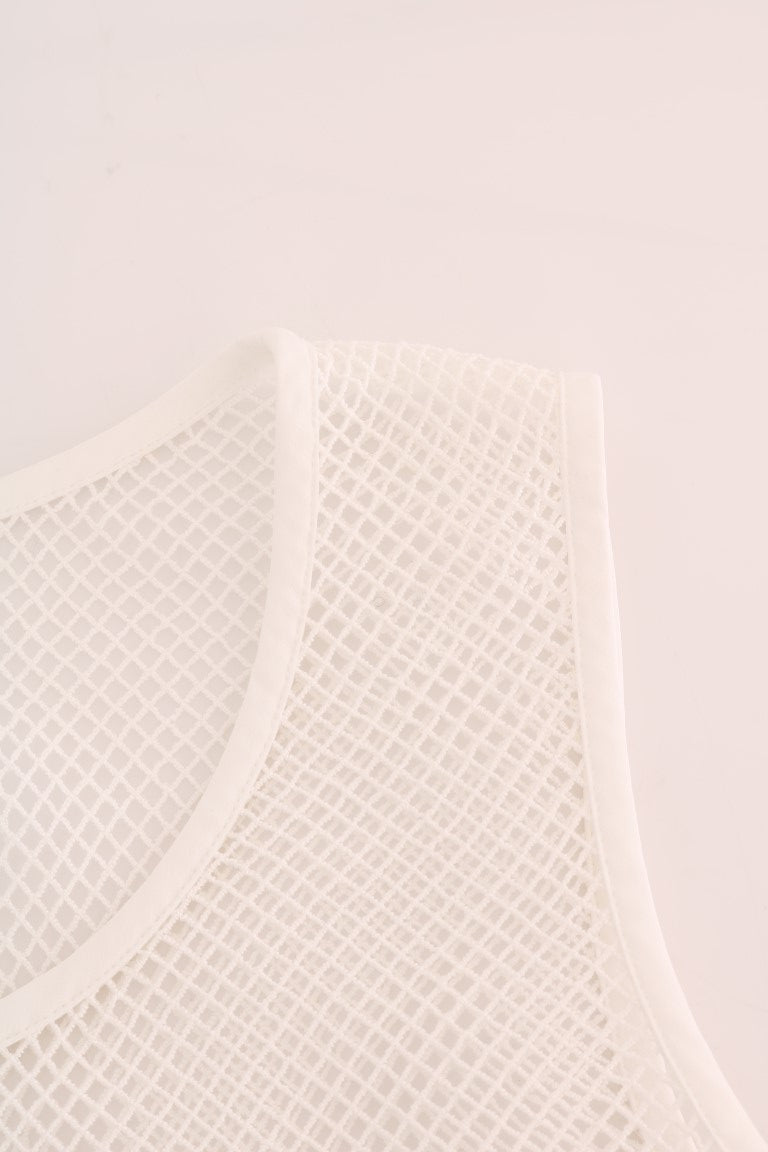Dolce & Gabbana White Net Tank Transparent Top | Regal Royce