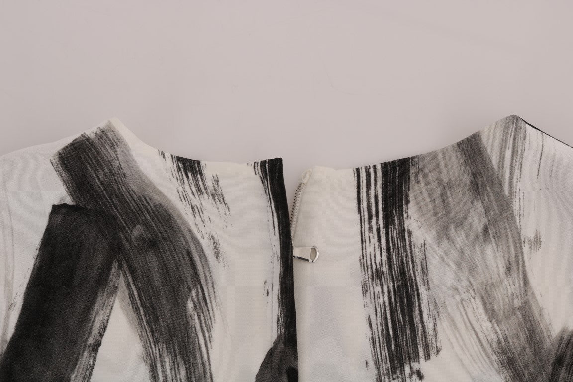 Dolce & Gabbana White Black Striped Printed Blouse Top | Regal Royce