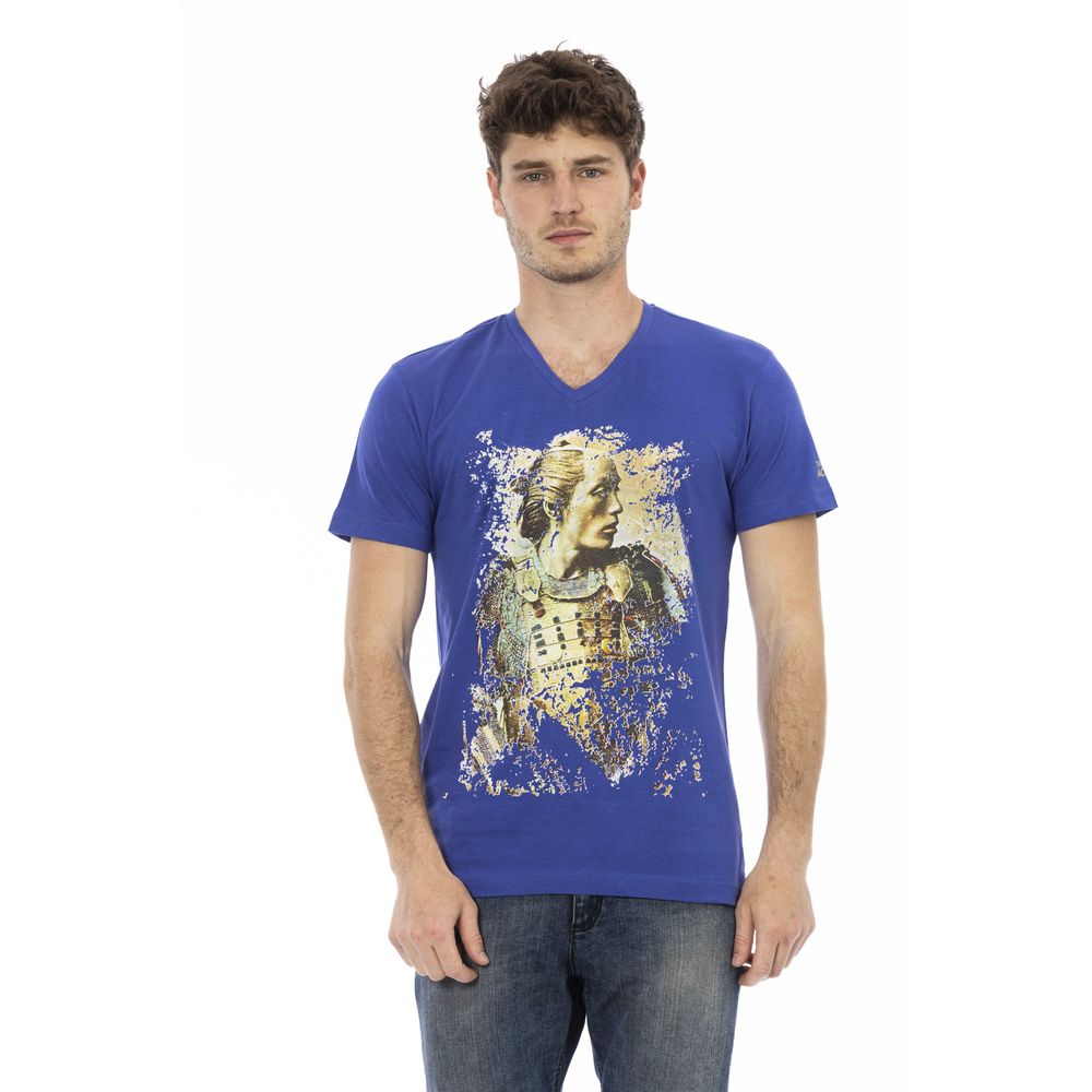 Trussardi Action Blue Cotton Men T-Shirt | Regal Royce