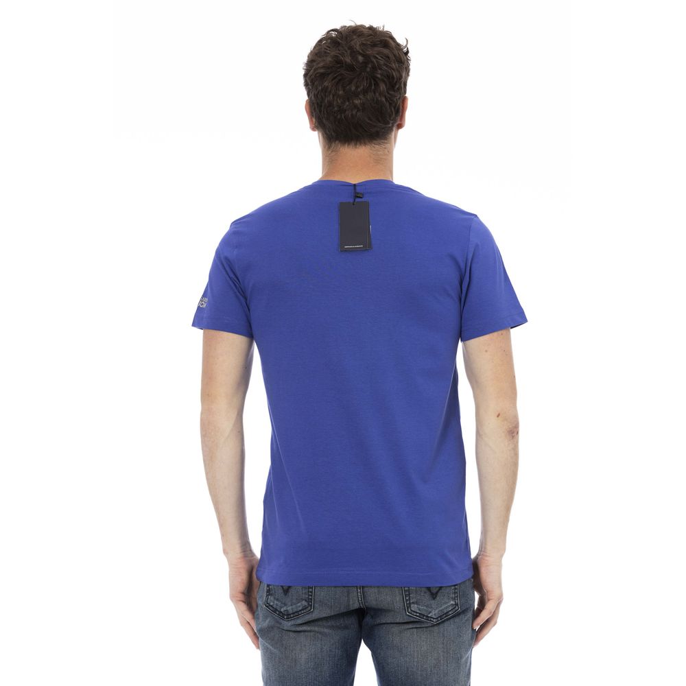 Trussardi Action Blue Cotton Men T-Shirt | Regal Royce
