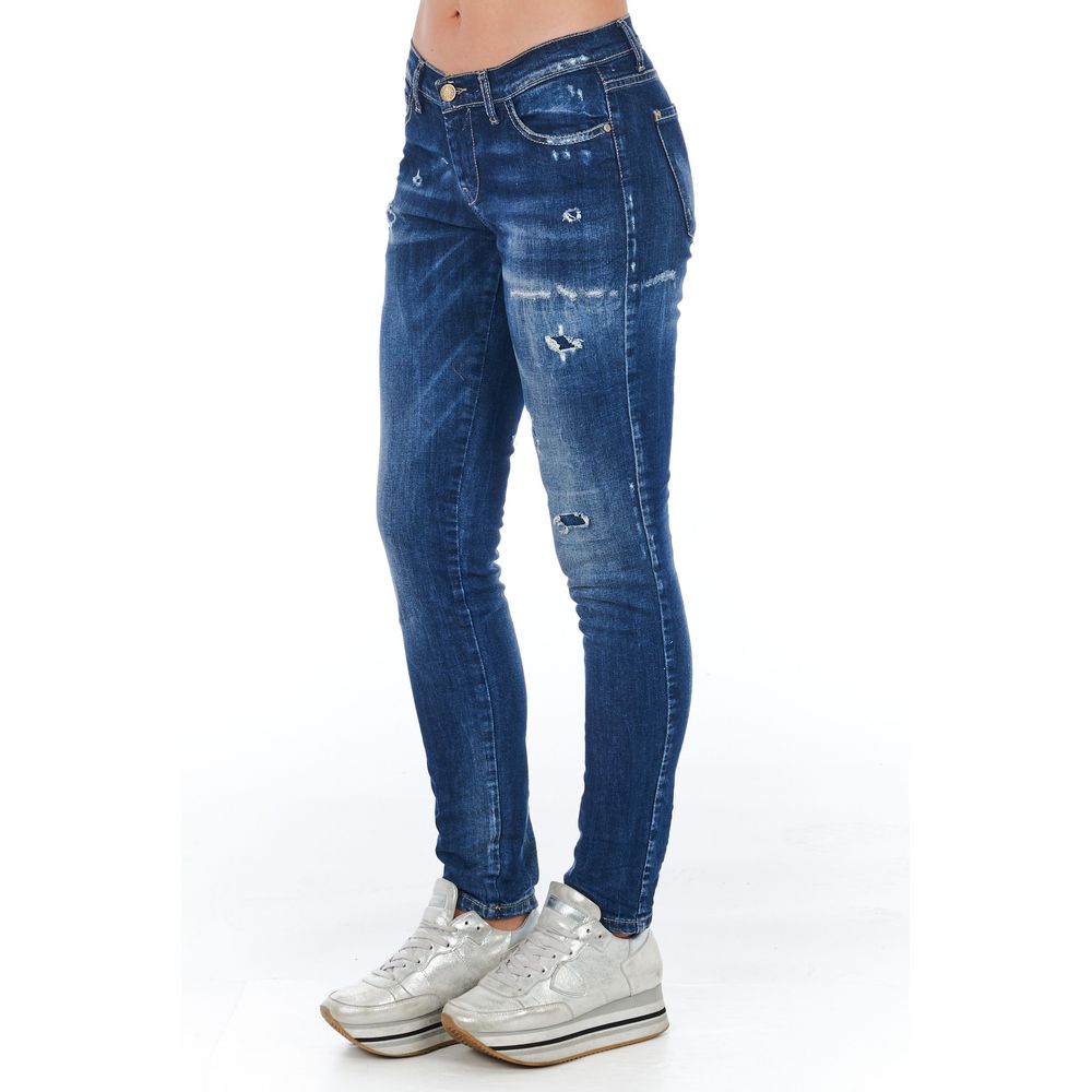 Frankie Morello Blue Cotton Women Jeans | Regal Royce