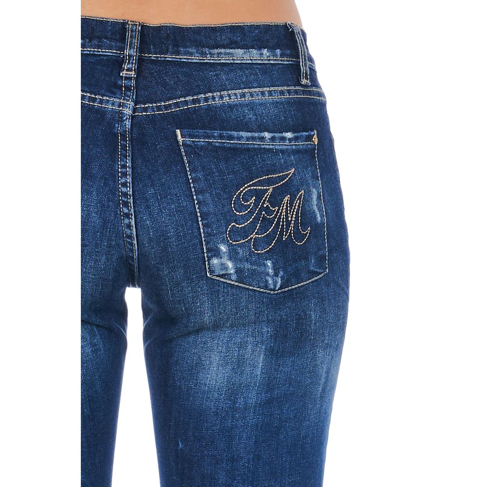 Frankie Morello Blue Cotton Women Jeans | Regal Royce
