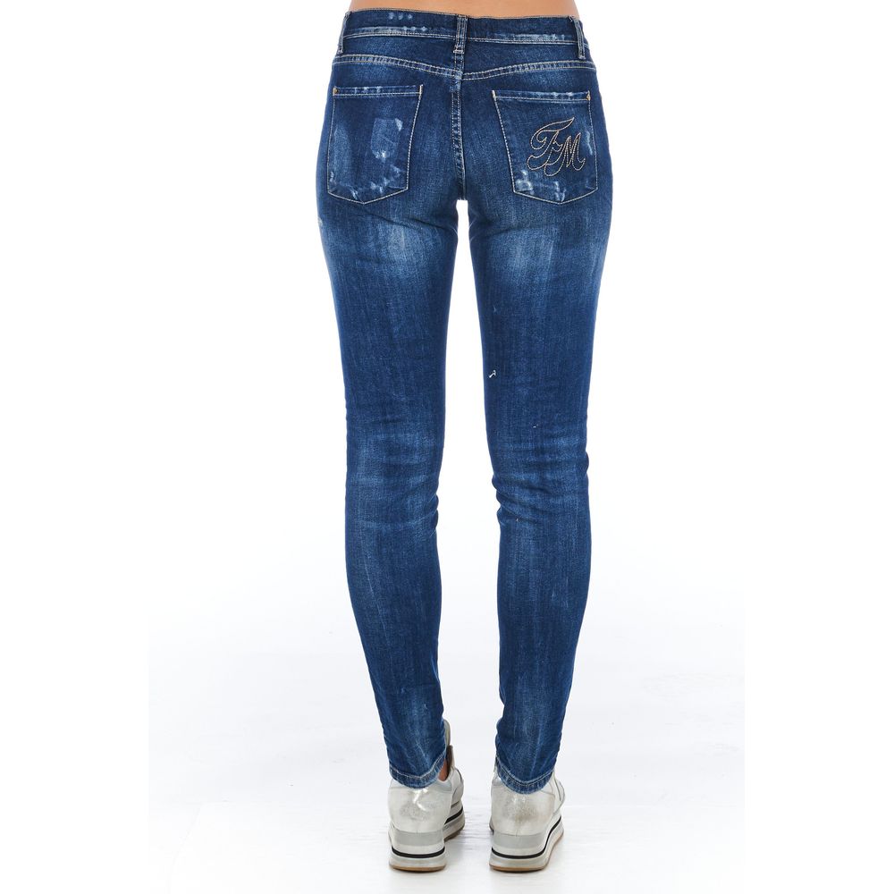 Frankie Morello Blue Cotton Women Jeans | Regal Royce