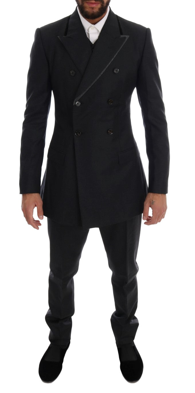 Dolce & Gabbana Gray Wool Double Breasted 3 Piece Suit | Regal Royce