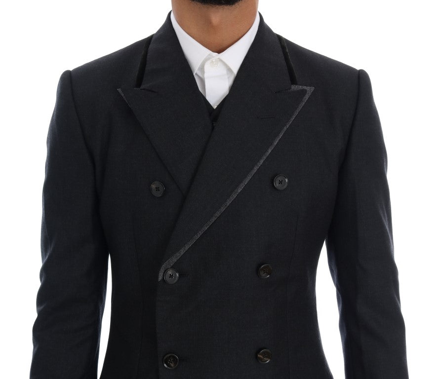 Dolce & Gabbana Gray Wool Double Breasted 3 Piece Suit | Regal Royce