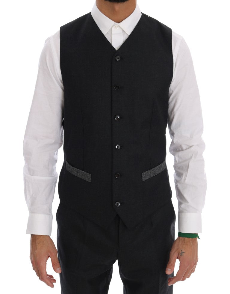 Dolce & Gabbana Gray Wool Double Breasted 3 Piece Suit | Regal Royce