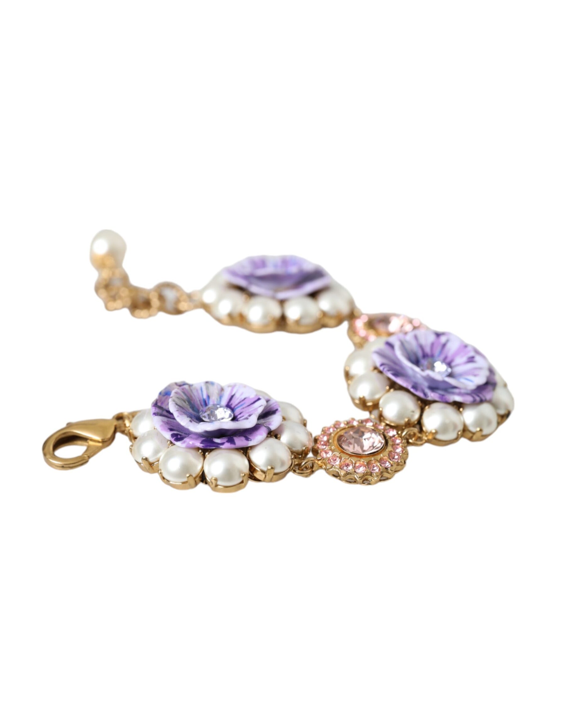 Dolce & Gabbana Gold FIORI BLOOMING Floral Baroque Crystals Bracelet | Regal Royce