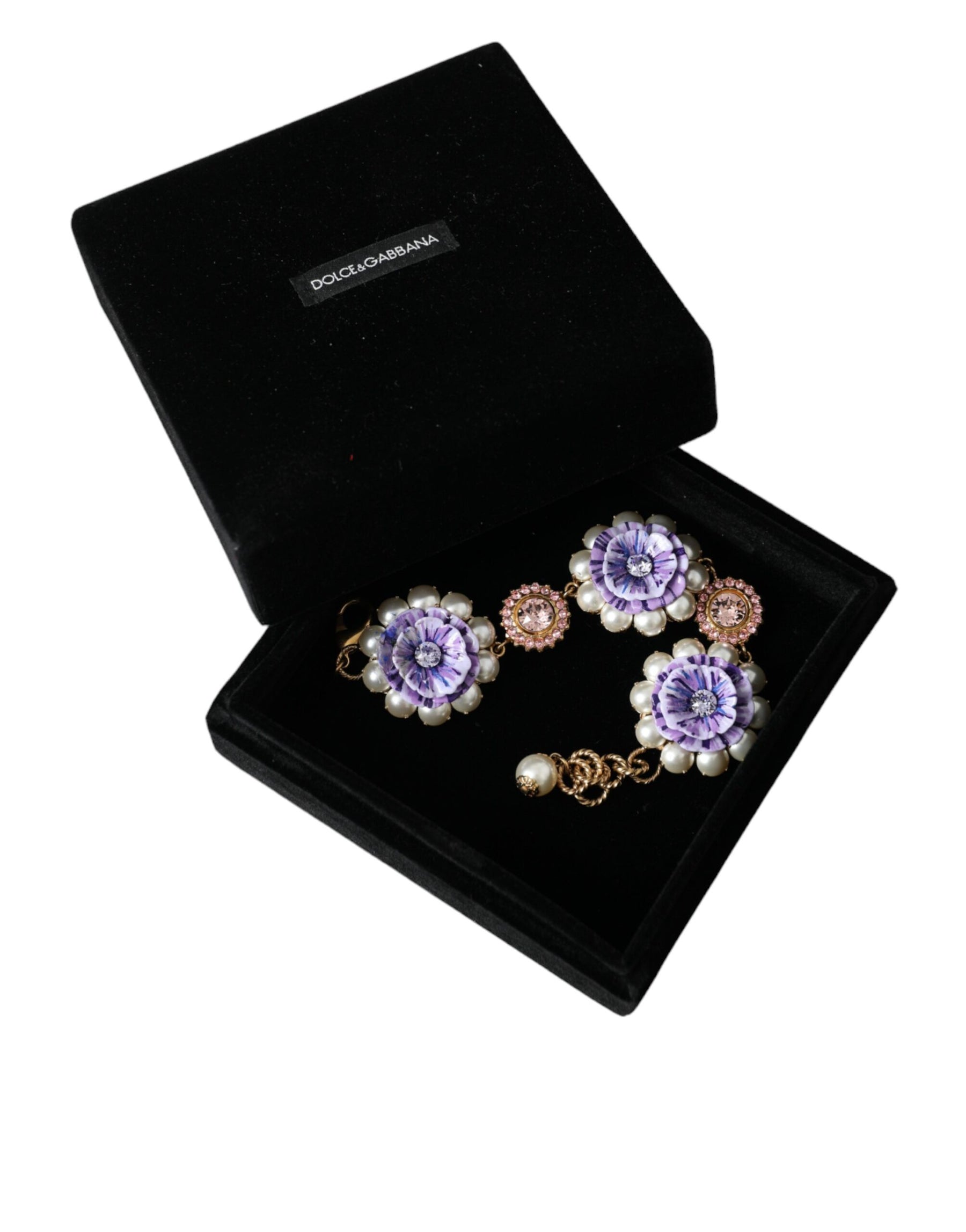 Dolce & Gabbana Gold FIORI BLOOMING Floral Baroque Crystals Bracelet | Regal Royce