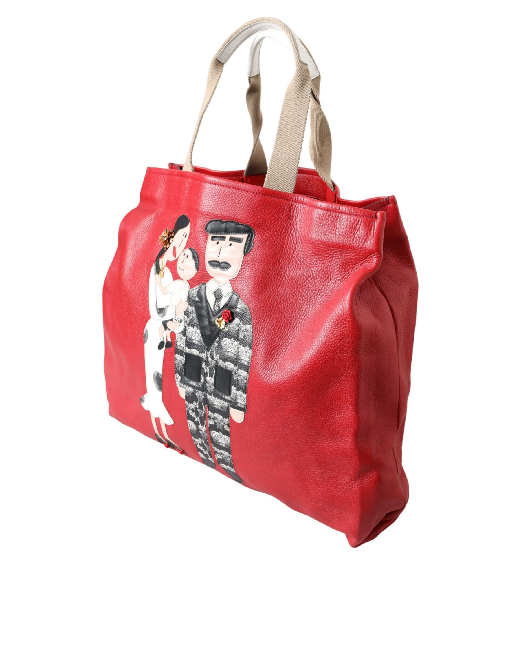 Dolce & Gabbana Red Leather #DGFamily Patch Shopping Tote Bag | Regal Royce