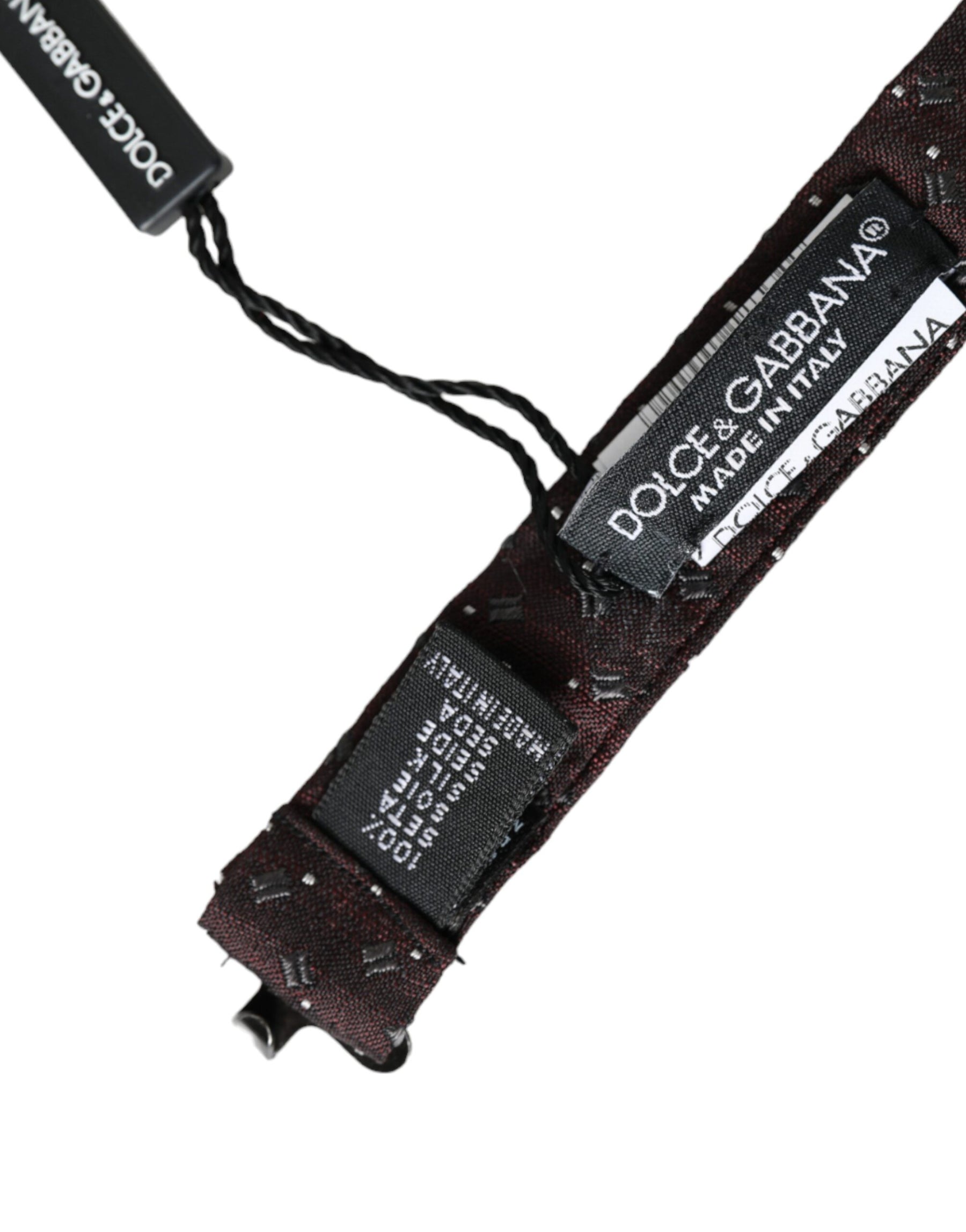 Dolce & Gabbana Maroon Silk Patterned Adjustable Neck Papillon Bow Tie | Regal Royce