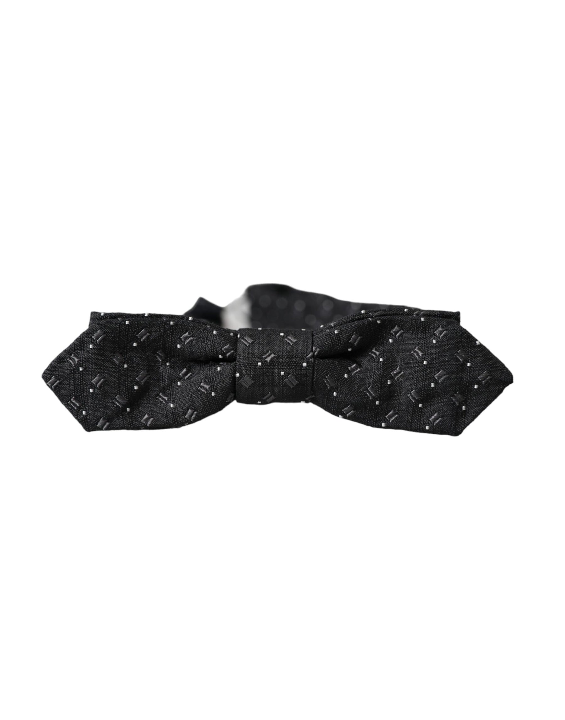 Dolce & Gabbana Black Silk Patterned Adjustable Neck Men Papillon Bow Tie | Regal Royce