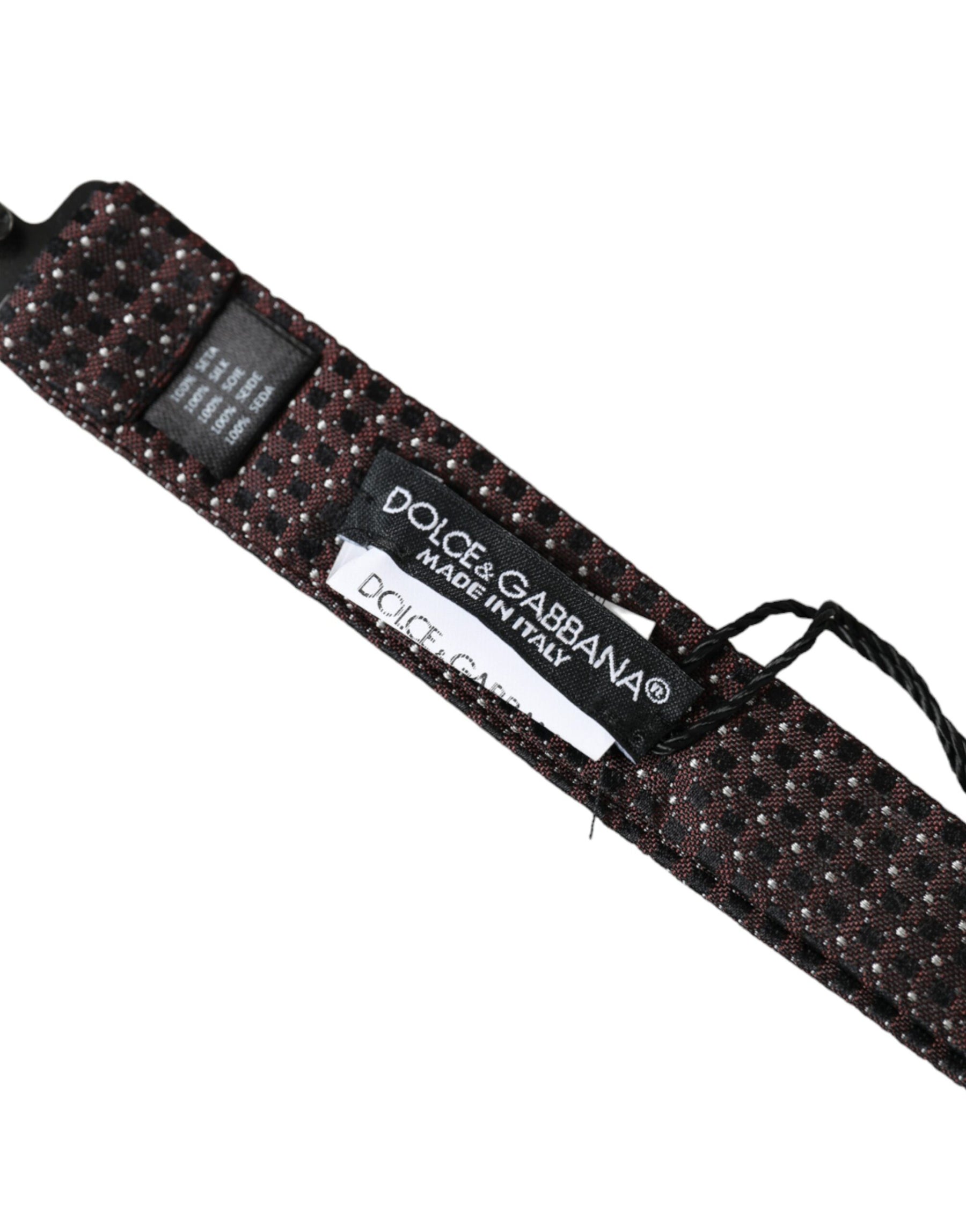 Dolce & Gabbana Brown Fantasy Silk Adjustable Neck Men Papillon Bow Tie | Regal Royce