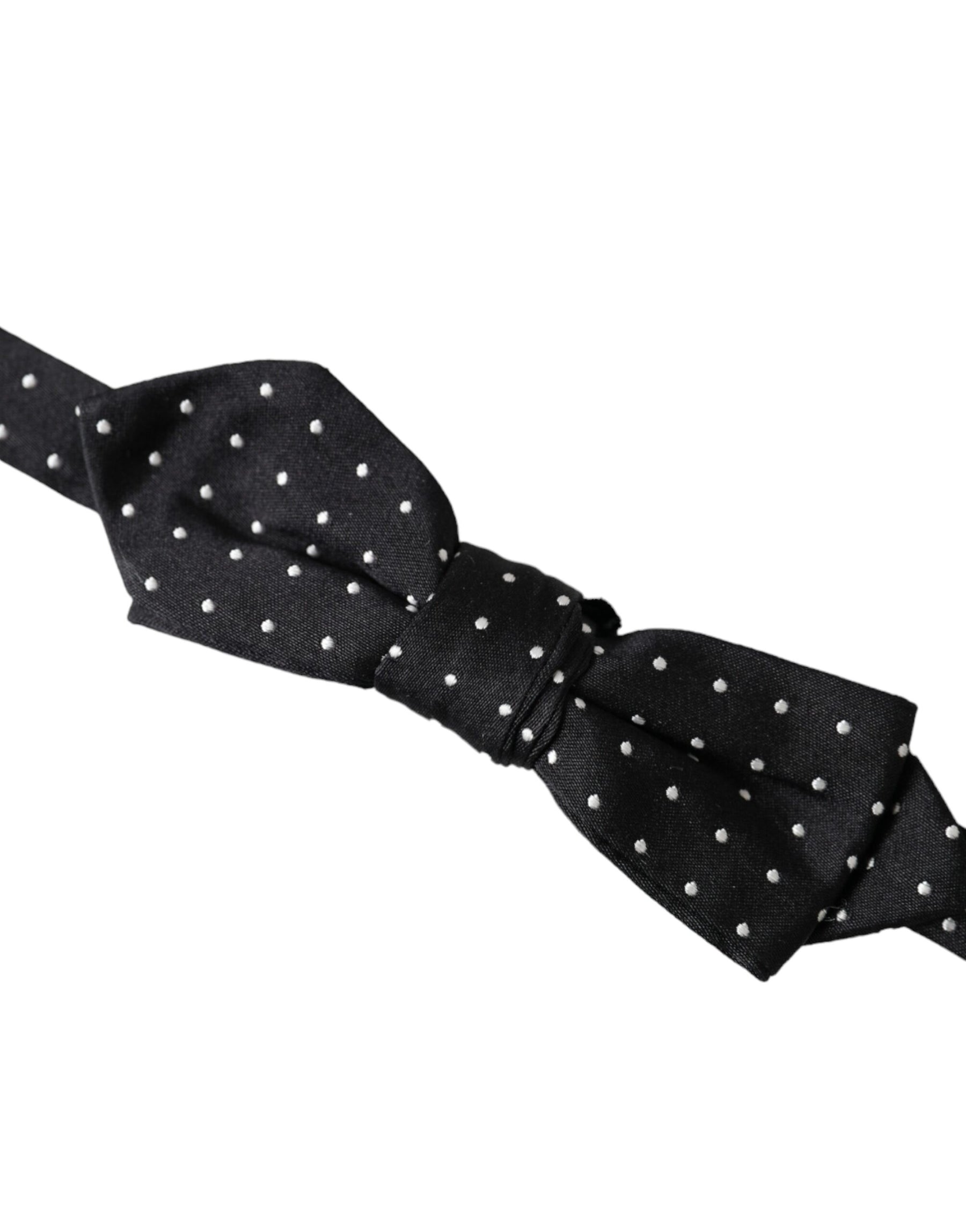 Dolce & Gabbana Black Silk Polka Dot Adjustable Neck Men Papillon Bow Tie | Regal Royce