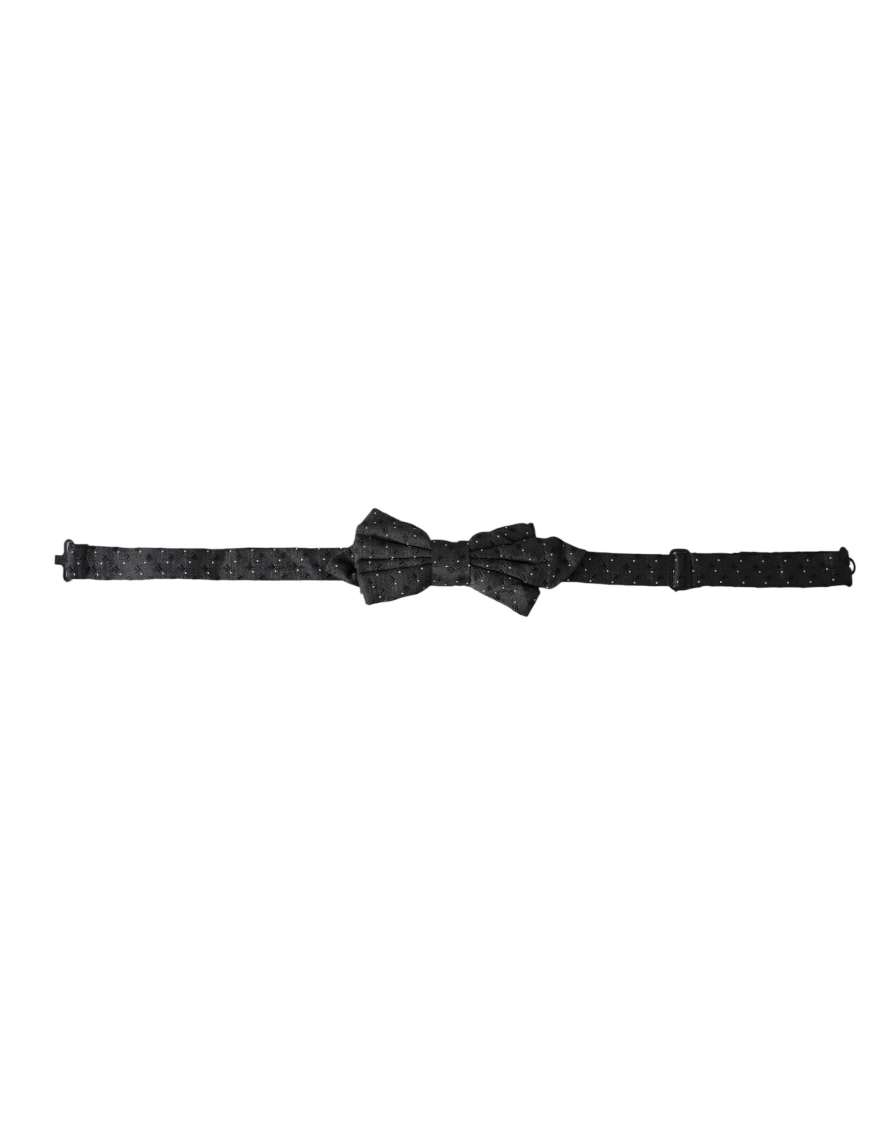Dolce & Gabbana Black Silk Patterned Adjustable Neck Men Papillon Bow Tie | Regal Royce