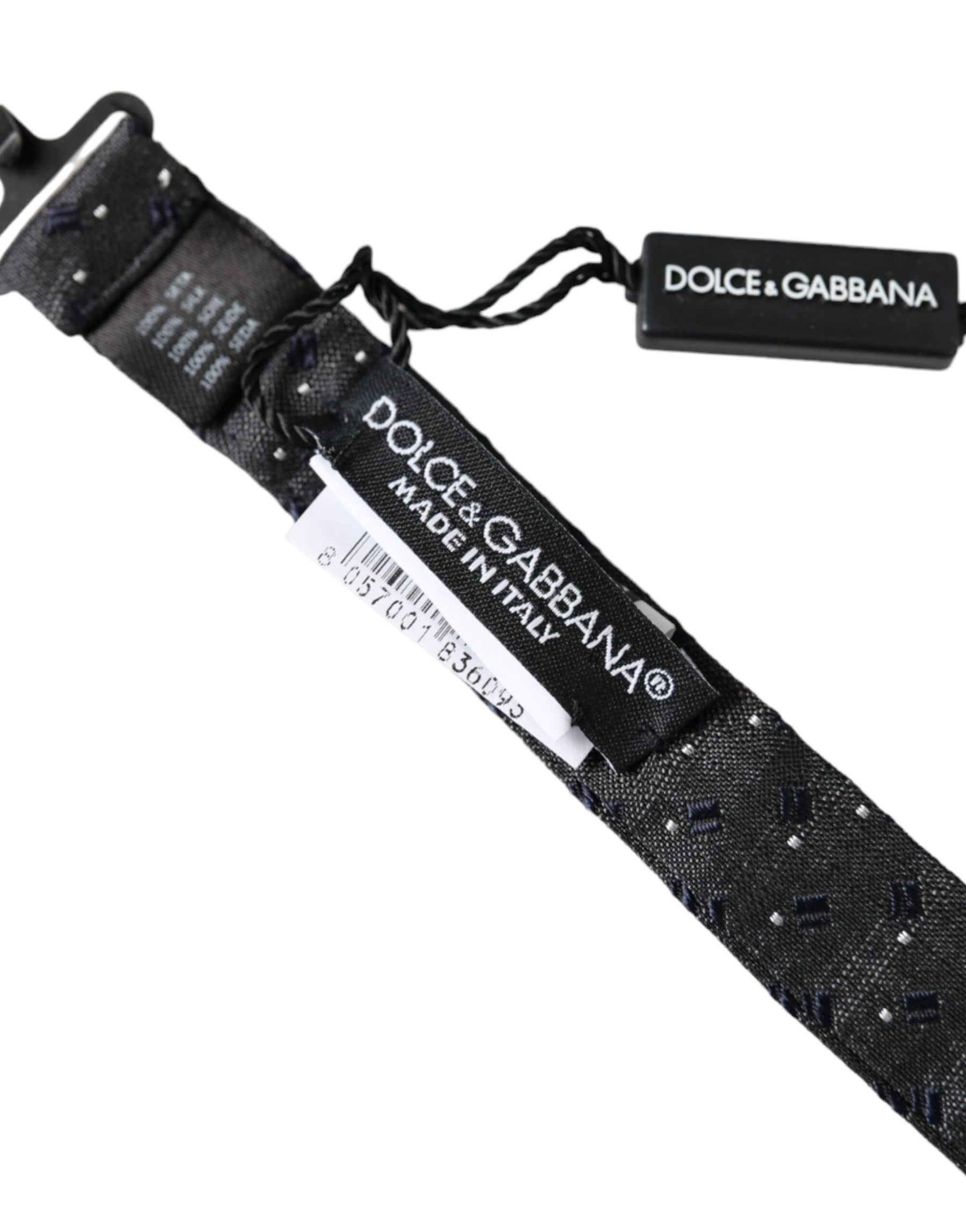 Dolce & Gabbana Black Silk Patterned Adjustable Neck Men Papillon Bow Tie | Regal Royce