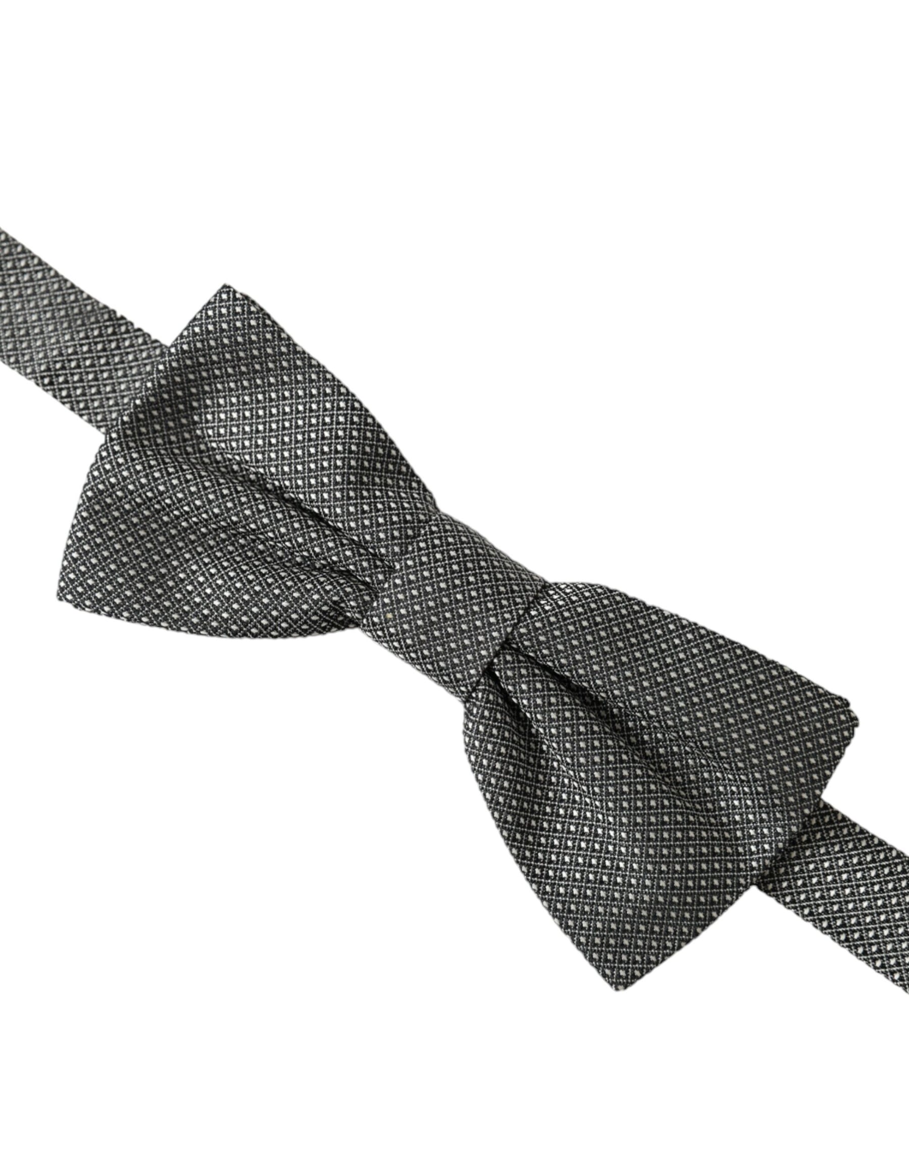Dolce & Gabbana Gray Silk Patterned Adjustable Neck Men Bow Tie | Regal Royce