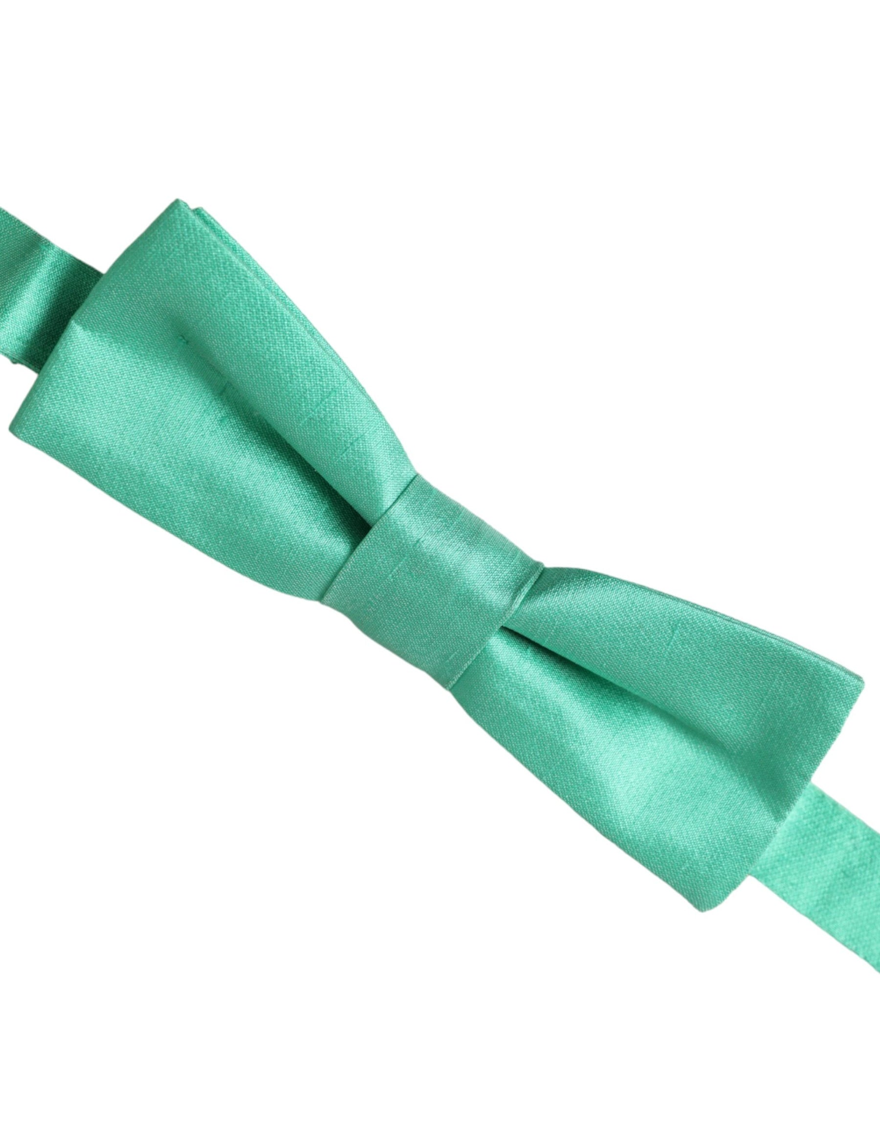 Dolce & Gabbana Mint Green Silk Adjustable Neck Men Bow Tie | Regal Royce