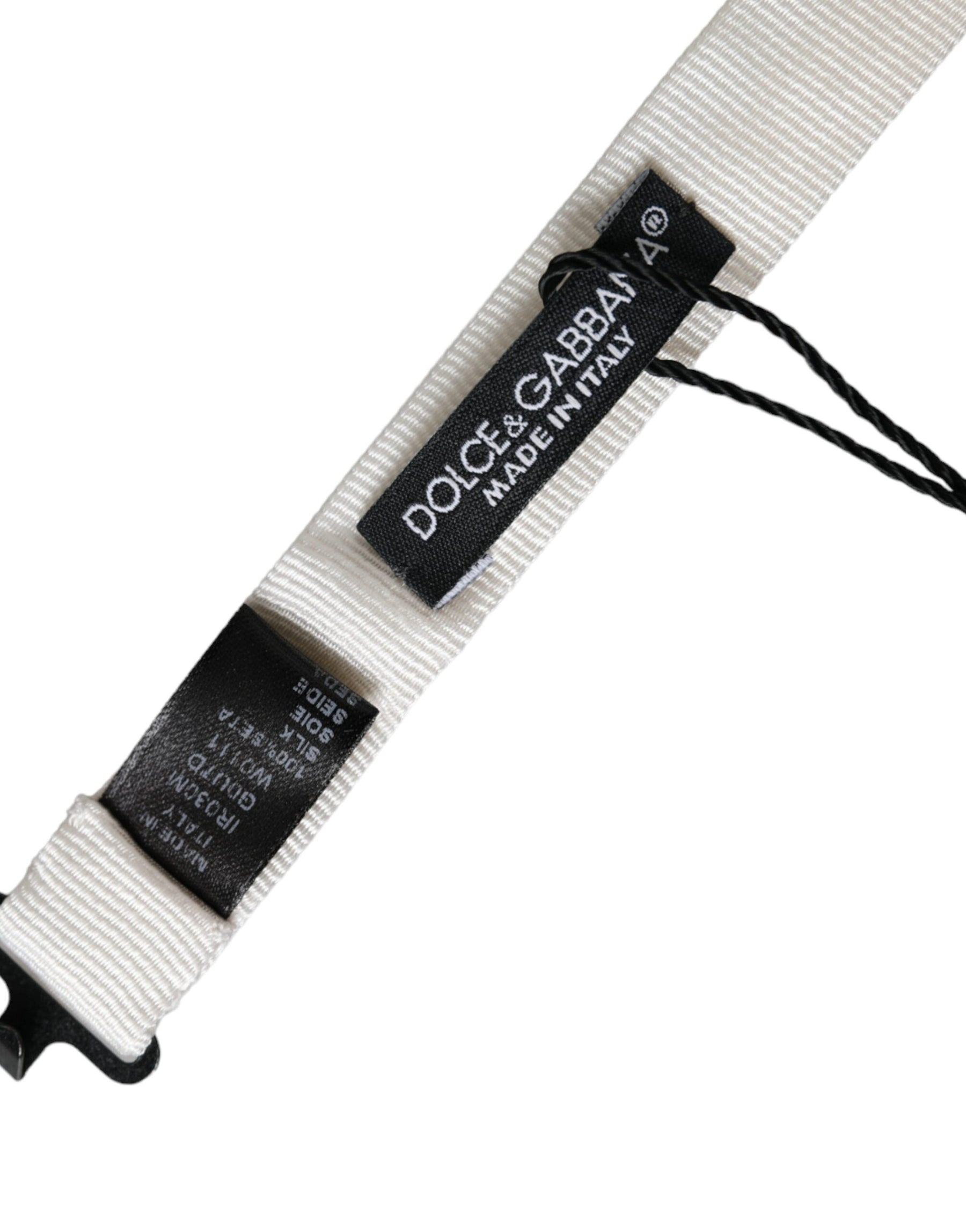 Dolce & Gabbana White Silk Adjustable Neck Men Papillon Bow Tie | Regal Royce