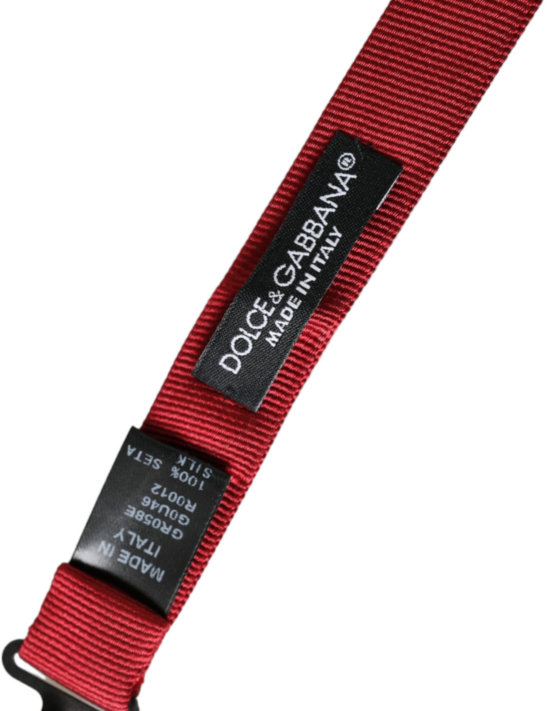 Dolce & Gabbana Red Silk Jacquard Adjustable Neck Men Bow Tie | Regal Royce