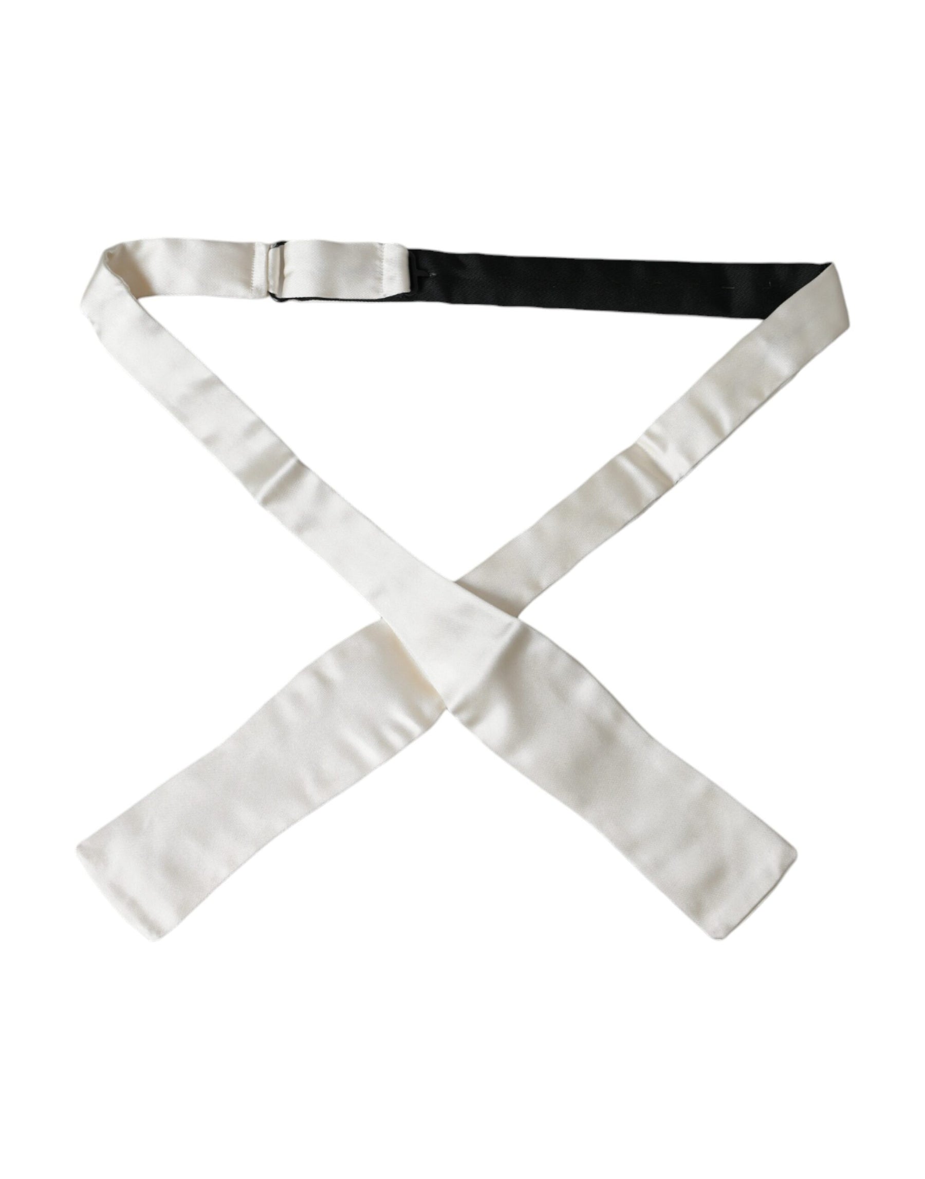 Dolce & Gabbana White Silk Slim Skinny Necktie Men Bow Tie | Regal Royce