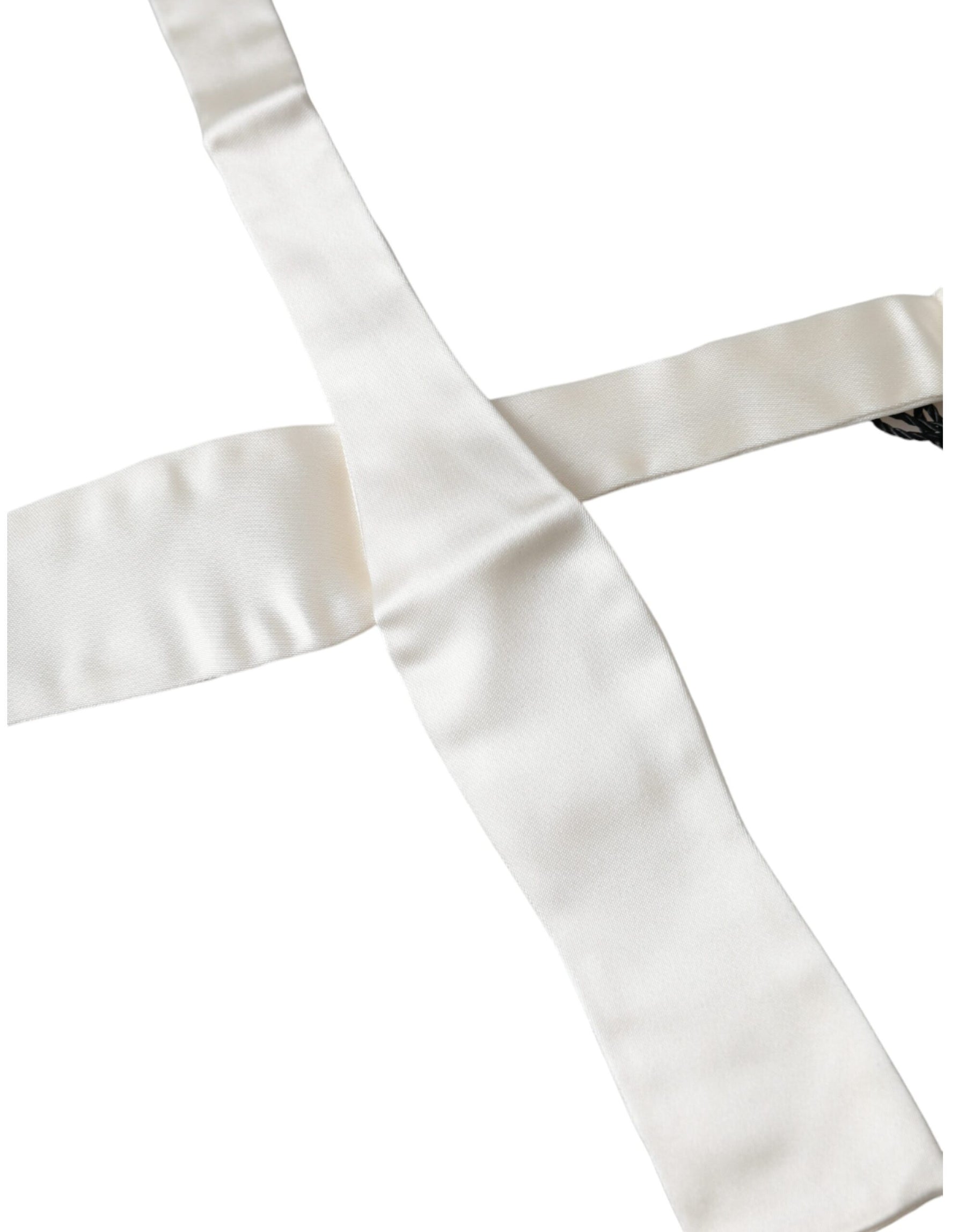 Dolce & Gabbana White Silk Slim Skinny Necktie Men Bow Tie | Regal Royce