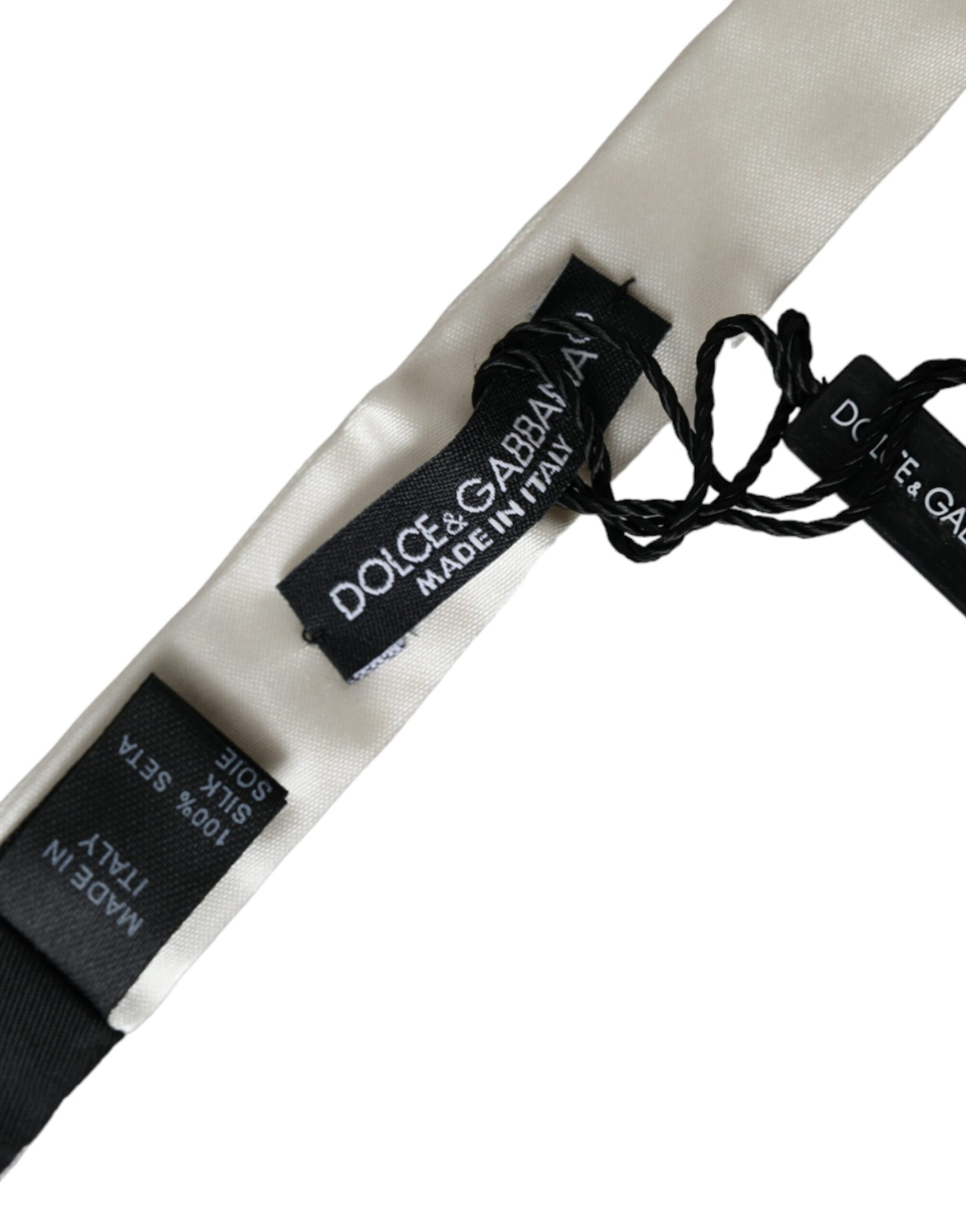 Dolce & Gabbana White Silk Slim Skinny Necktie Men Bow Tie | Regal Royce