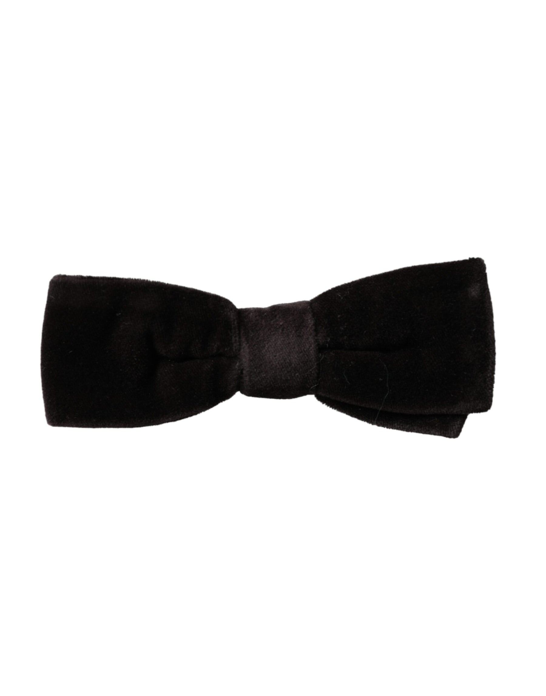 Dolce & Gabbana Black Velvet Cotton Adjustable Neck Men Bow Tie | Regal Royce
