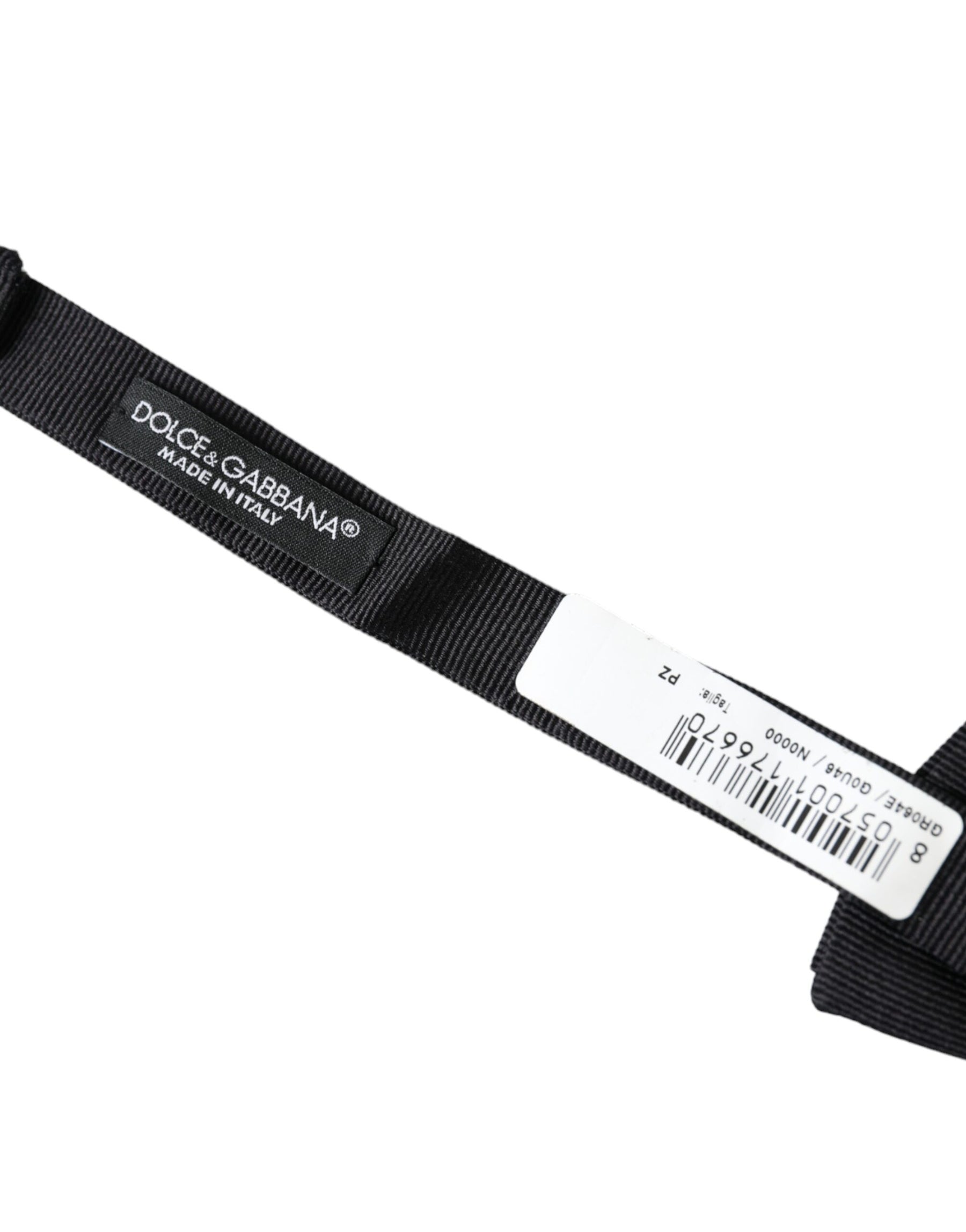 Dolce & Gabbana Black Silk Adjustable Neck Men Bow Tie | Regal Royce