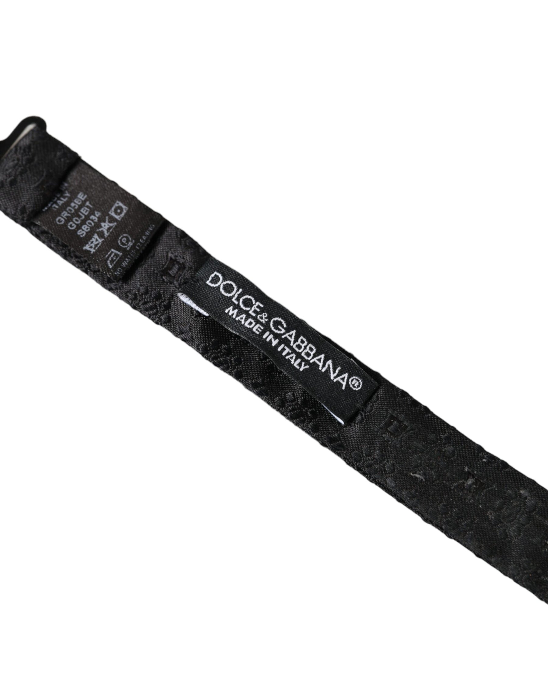 Dolce & Gabbana Black Silk Fantasy Adjustable Neck Men Bow Tie | Regal Royce