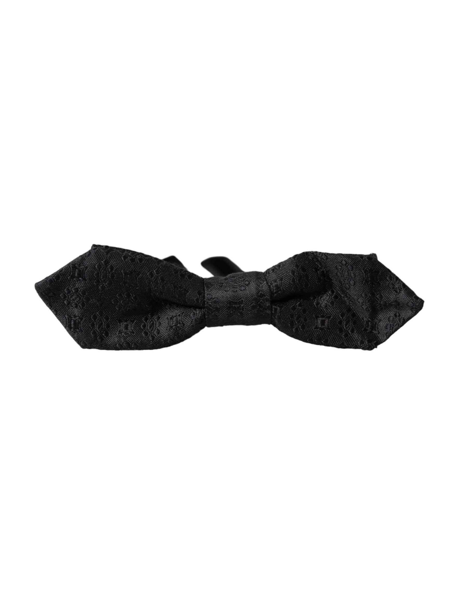 Dolce & Gabbana Black Silk Fantasy Adjustable Neck Men Bow Tie | Regal Royce