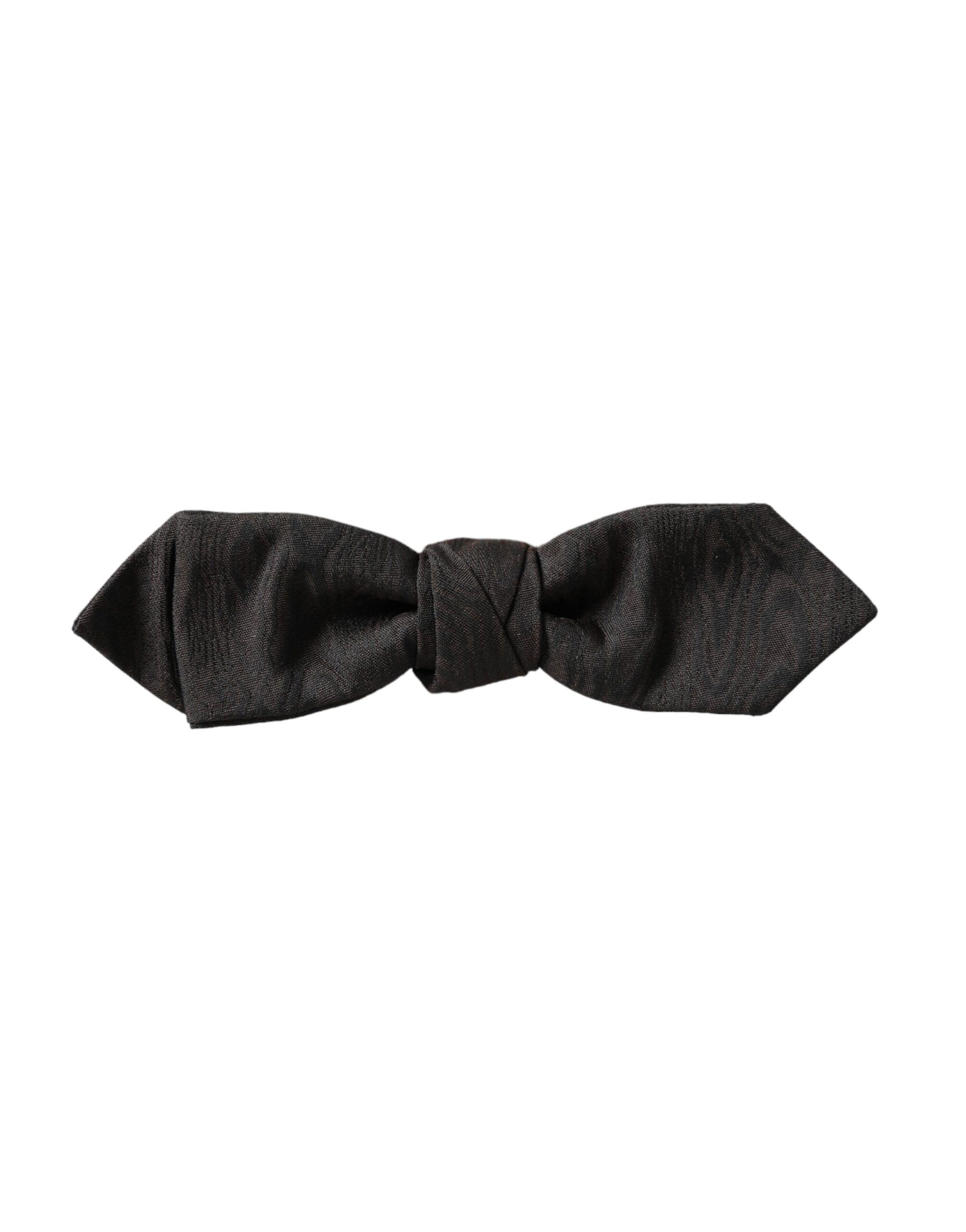 Dolce & Gabbana Black Silk Adjustable Neck Men Bow Tie | Regal Royce