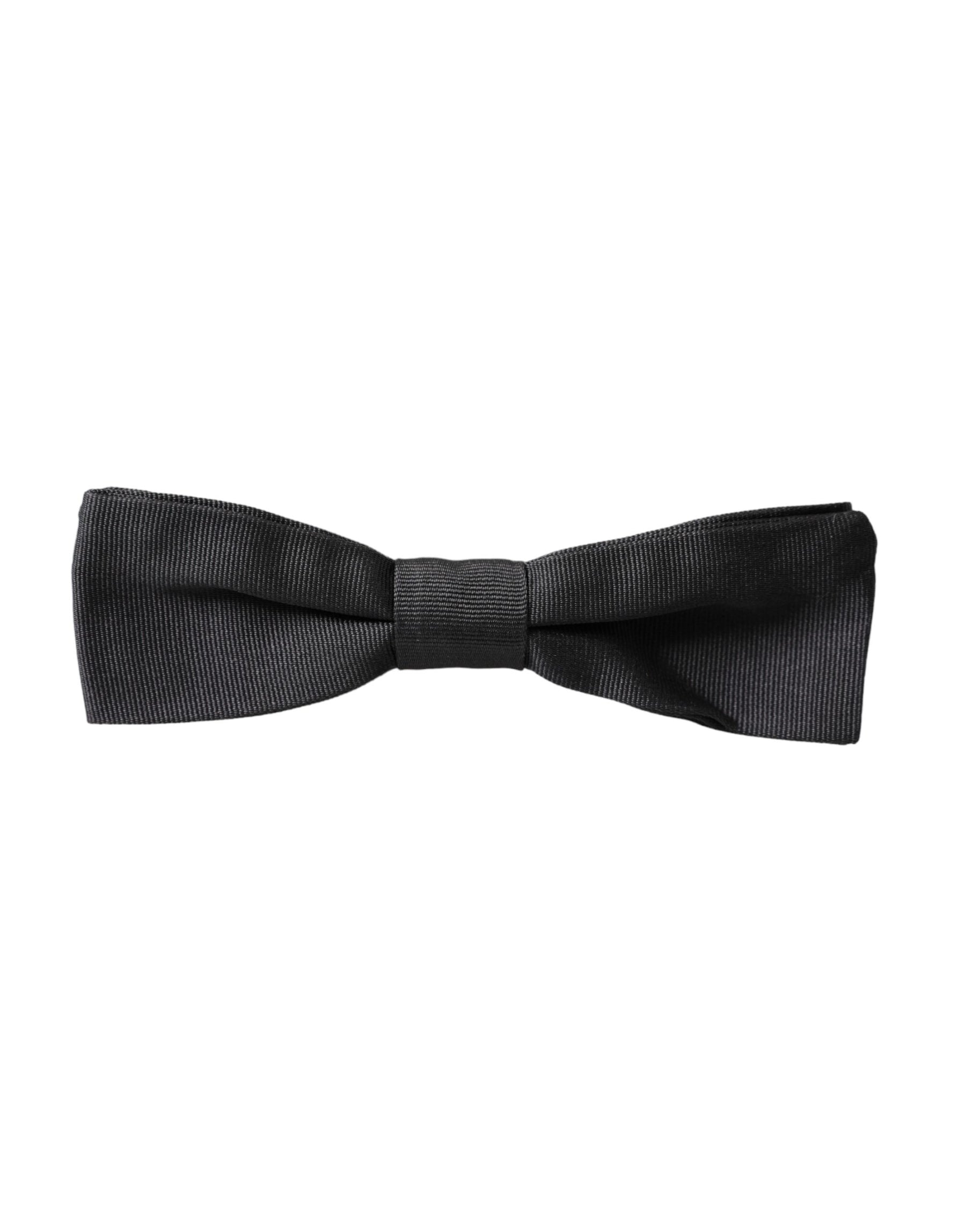 Dolce & Gabbana Black Silk Adjustable Neck Men Bow Tie | Regal Royce