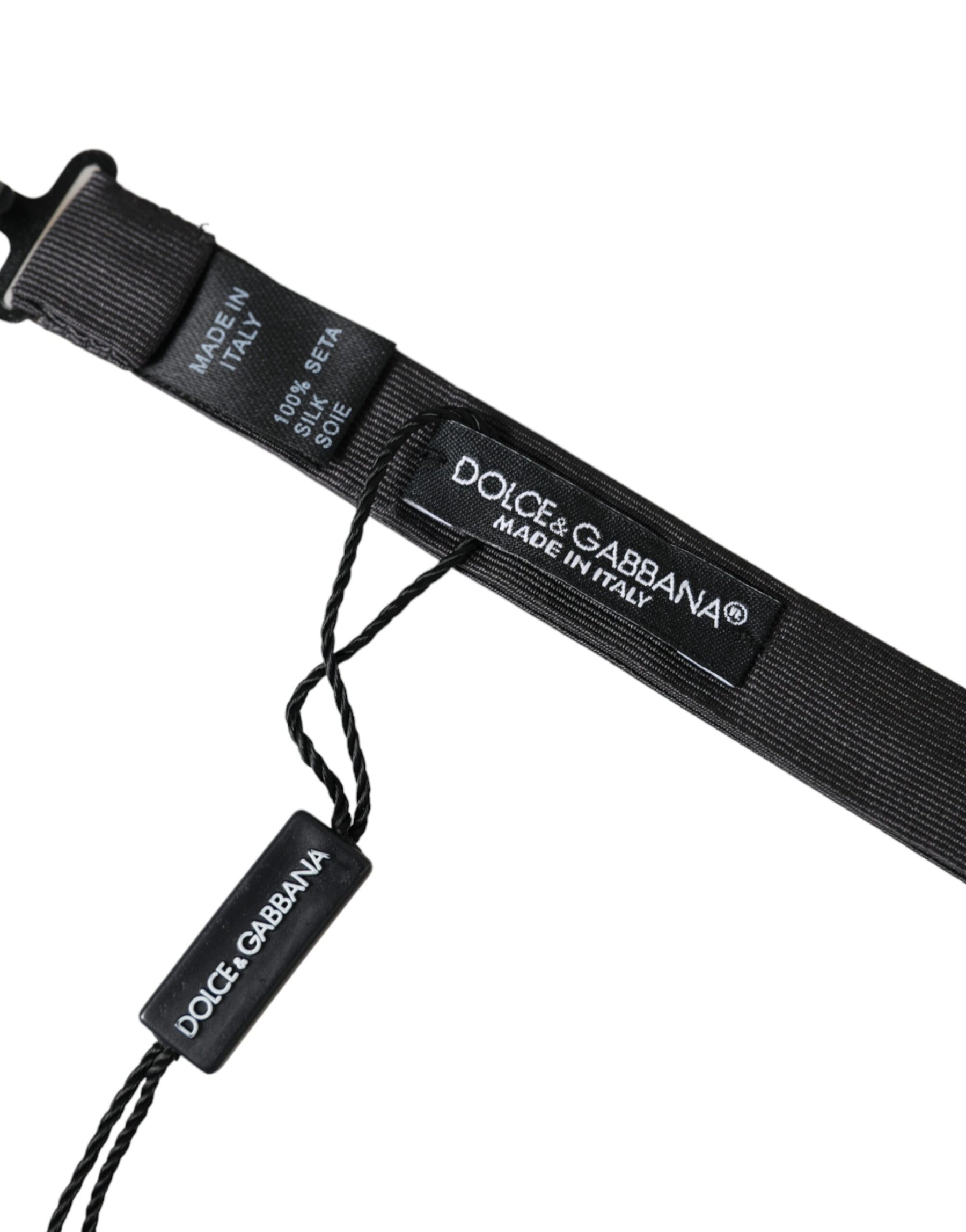 Dolce & Gabbana Black Silk Adjustable Neck Men Bow Tie | Regal Royce