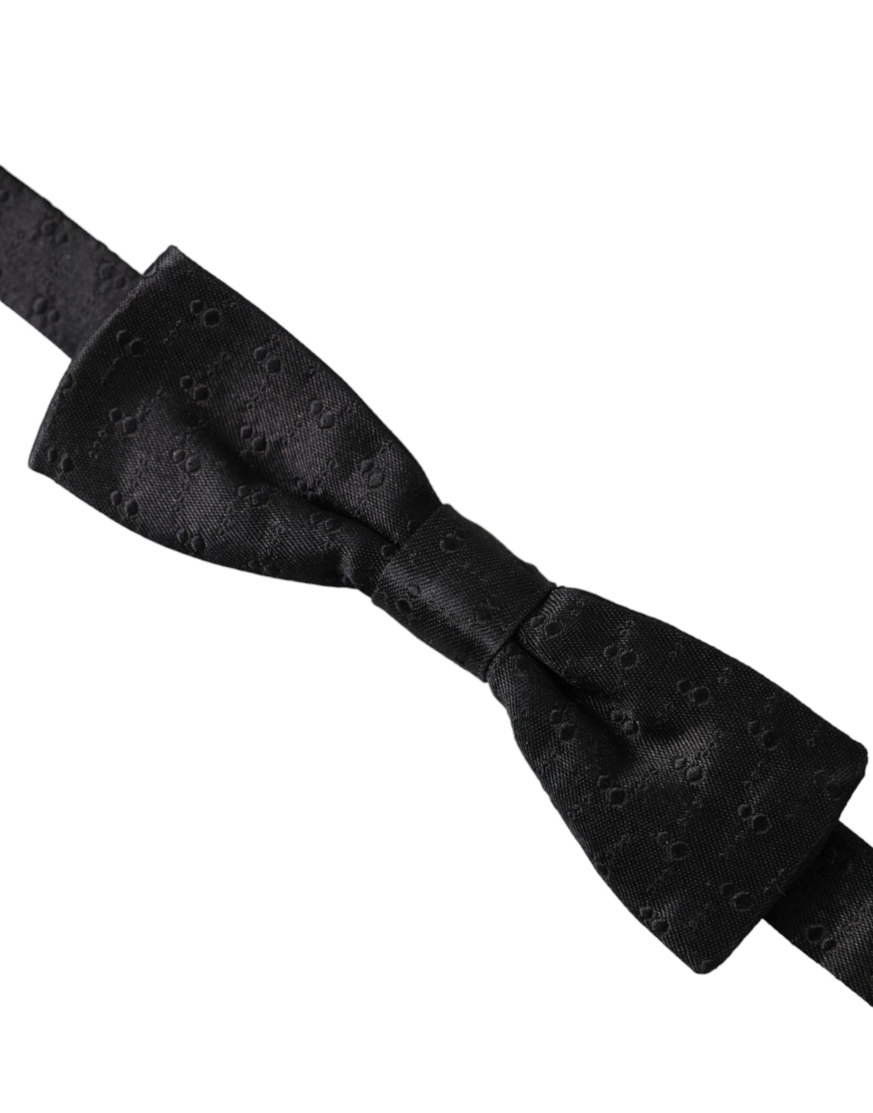 Dolce & Gabbana Black Silk Patterned Adjustable Neck Men Bow Tie | Regal Royce