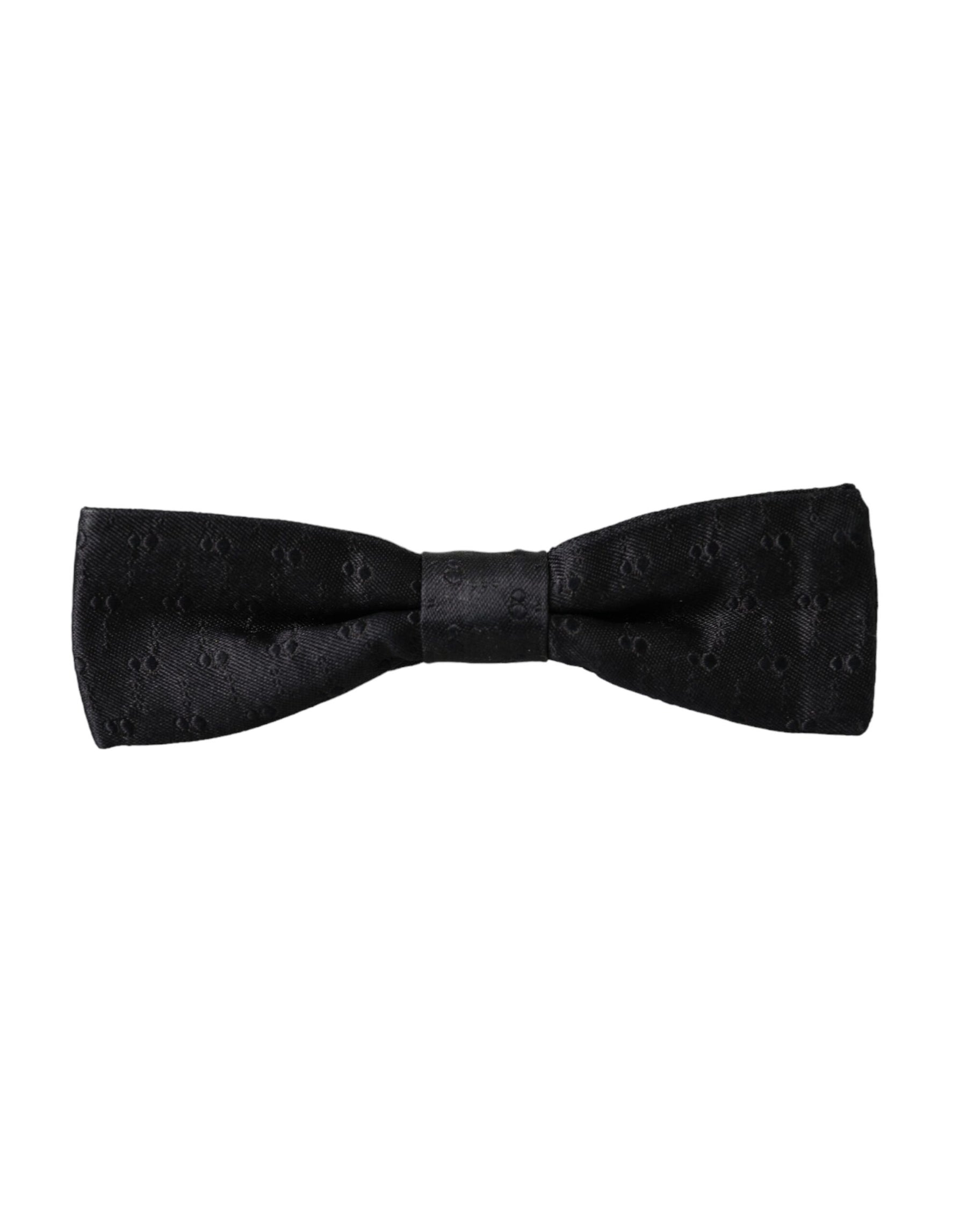 Dolce & Gabbana Black Silk Patterned Adjustable Neck Men Bow Tie | Regal Royce