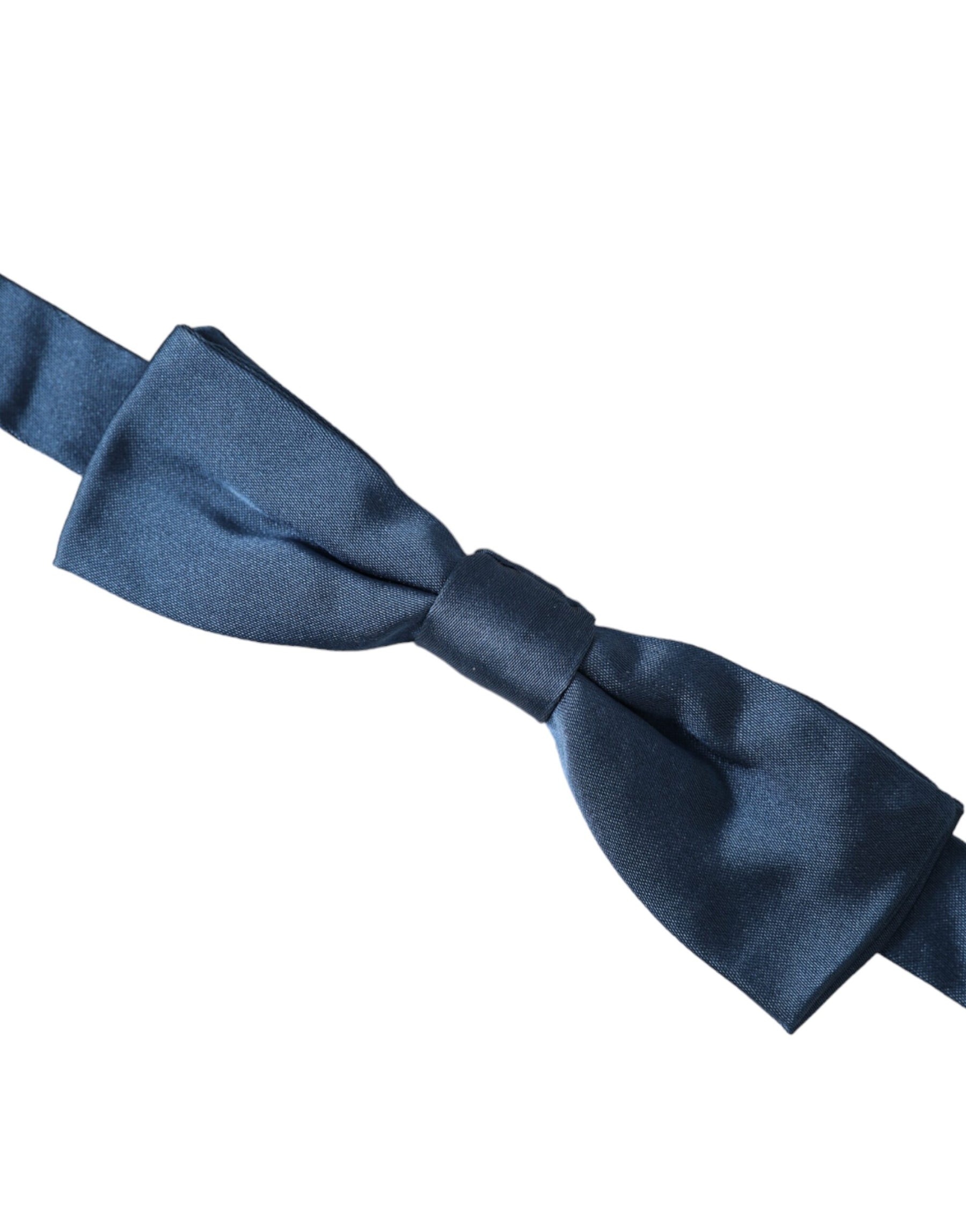 Dolce & Gabbana Blue Satin Silk Adjustable Neck Men Bow Tie | Regal Royce