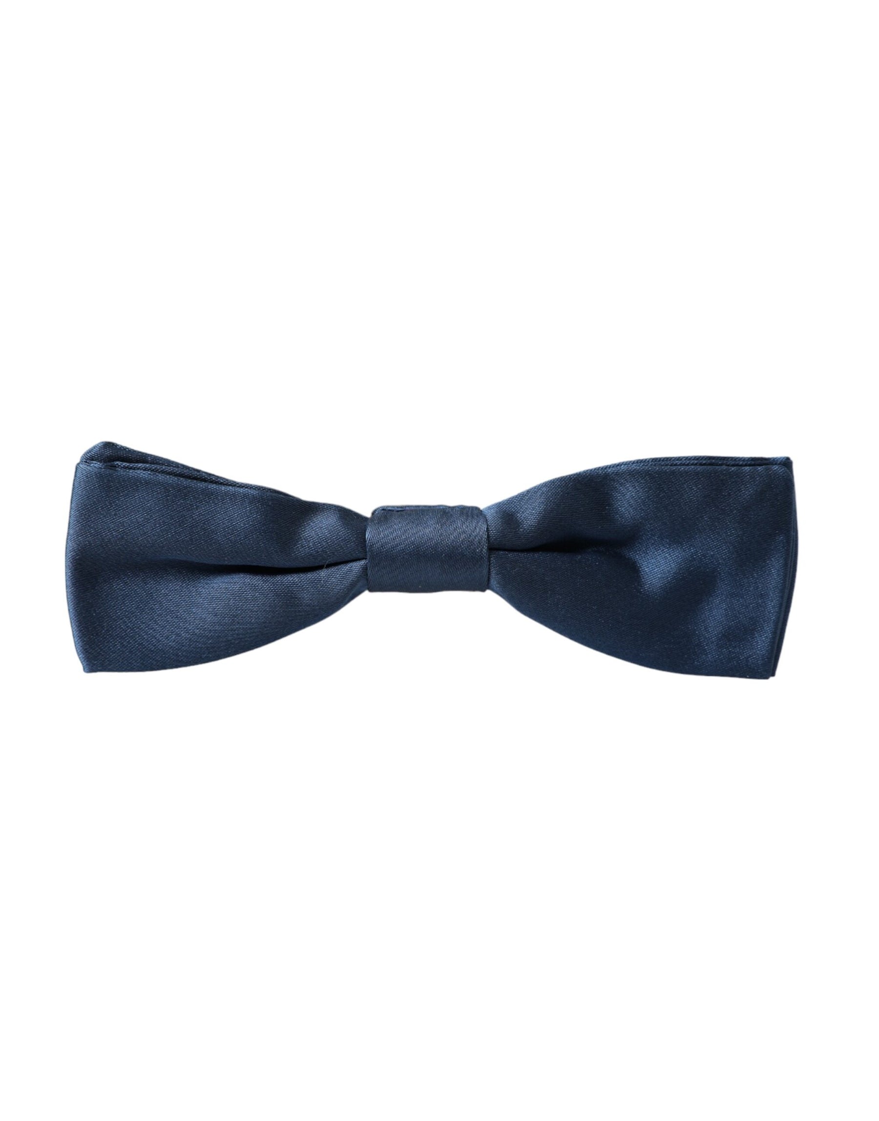 Dolce & Gabbana Blue Satin Silk Adjustable Neck Men Bow Tie | Regal Royce