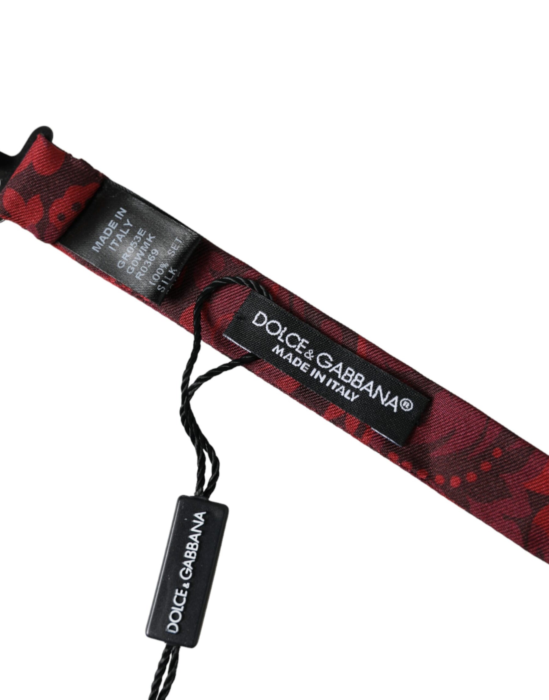 Dolce & Gabbana Red Silk Floral Adjustable Neck Men Bow Tie | Regal Royce