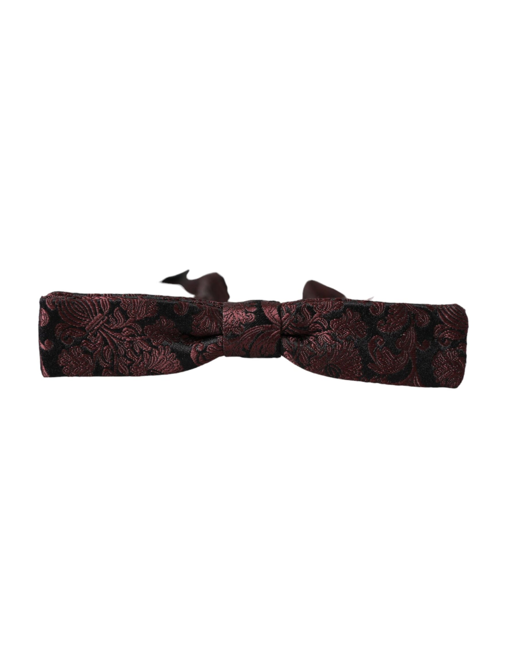 Dolce & Gabbana Maroon Floral Silk Adjustable Neck Men Bow Tie | Regal Royce