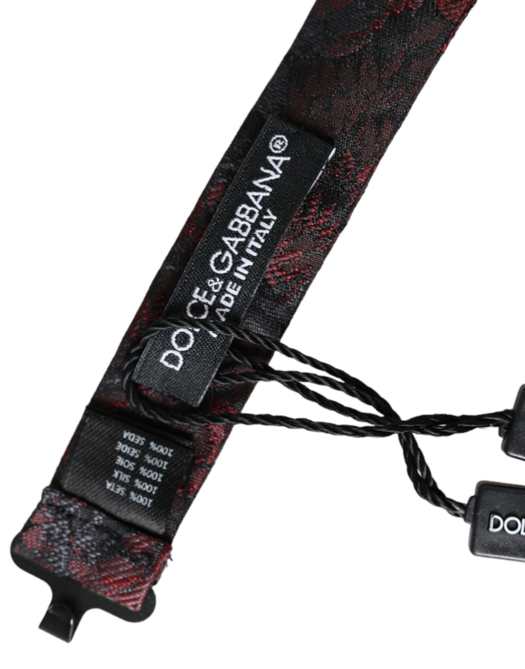 Dolce & Gabbana Red Black Floral Adjustable Neck Men Bow Tie | Regal Royce