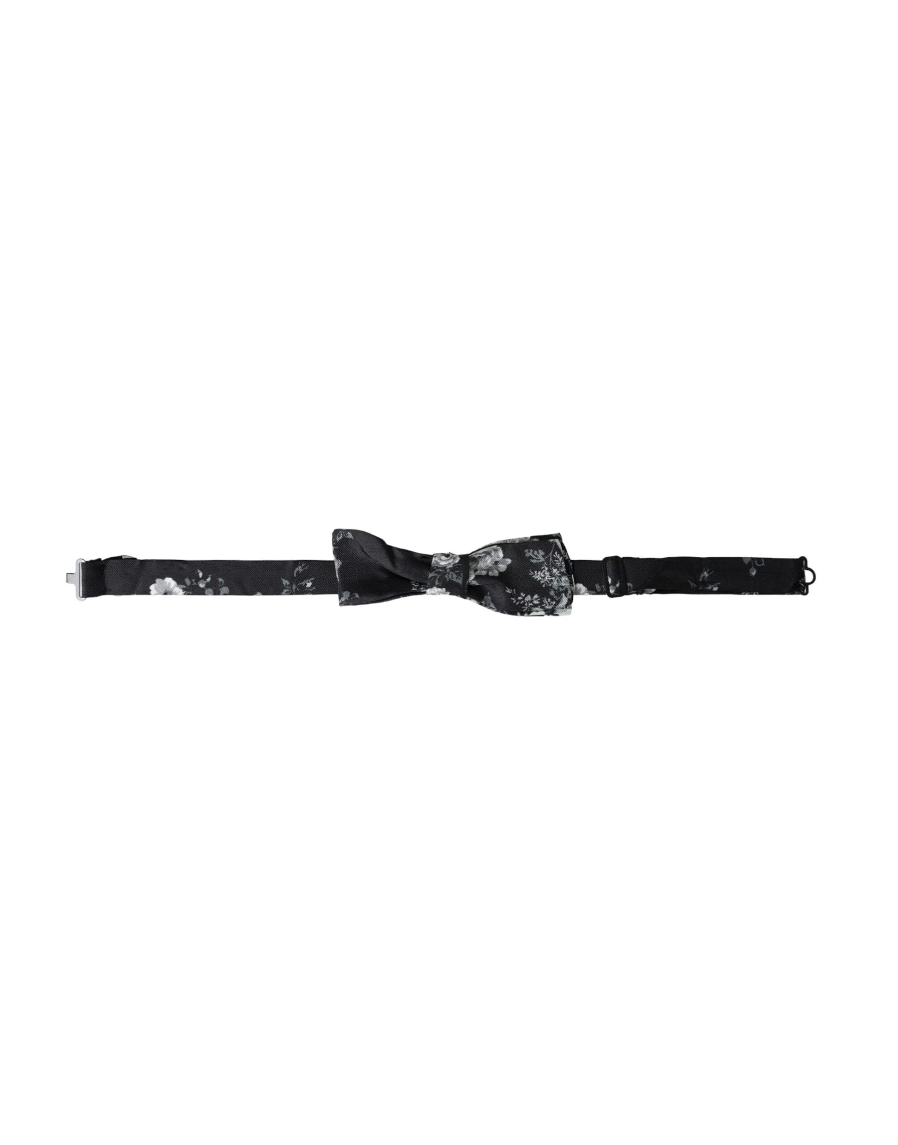 Dolce & Gabbana Black Floral Fantasy Adjustable Neck Men Bow Tie | Regal Royce