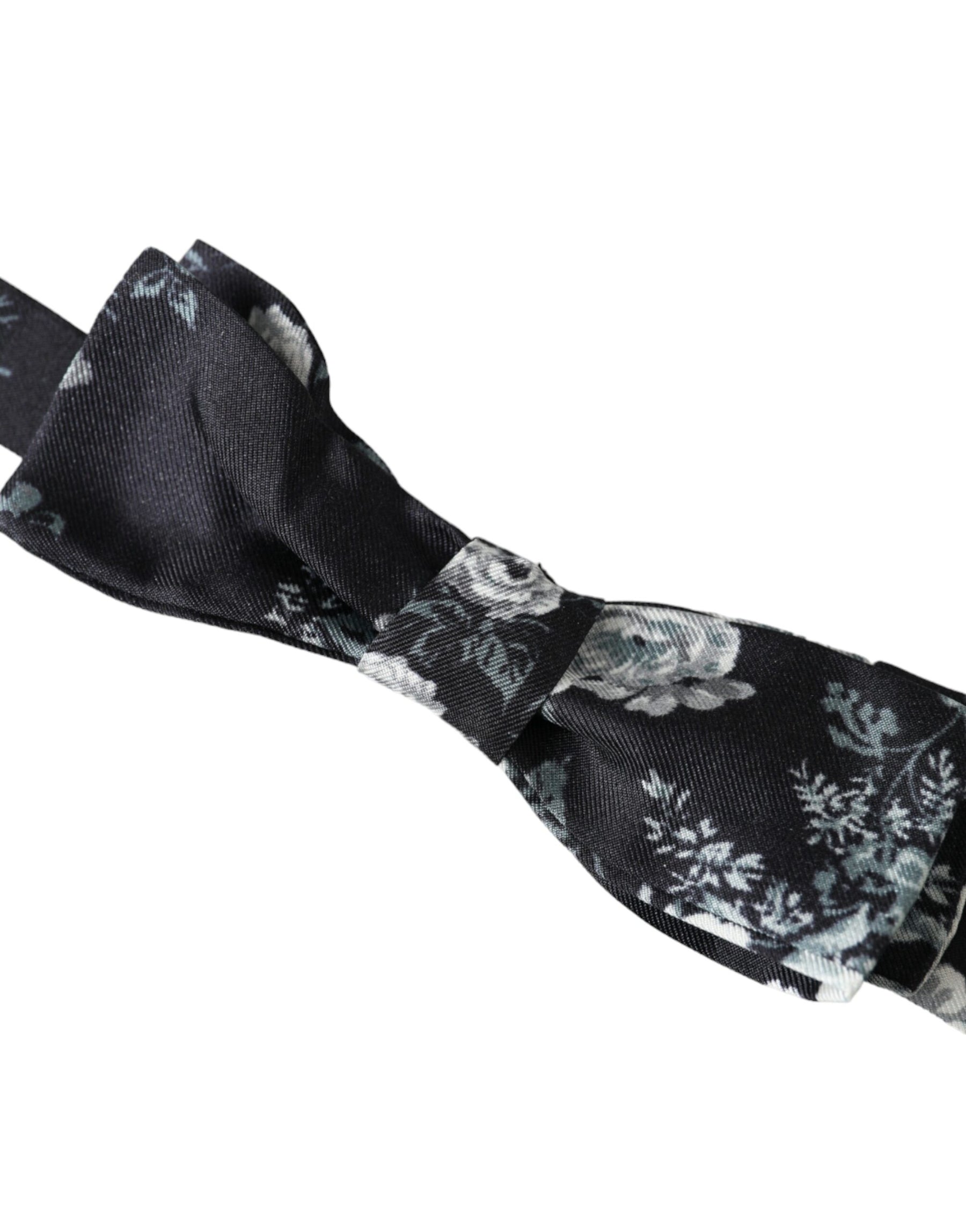 Dolce & Gabbana Black Floral Fantasy Adjustable Neck Men Bow Tie | Regal Royce