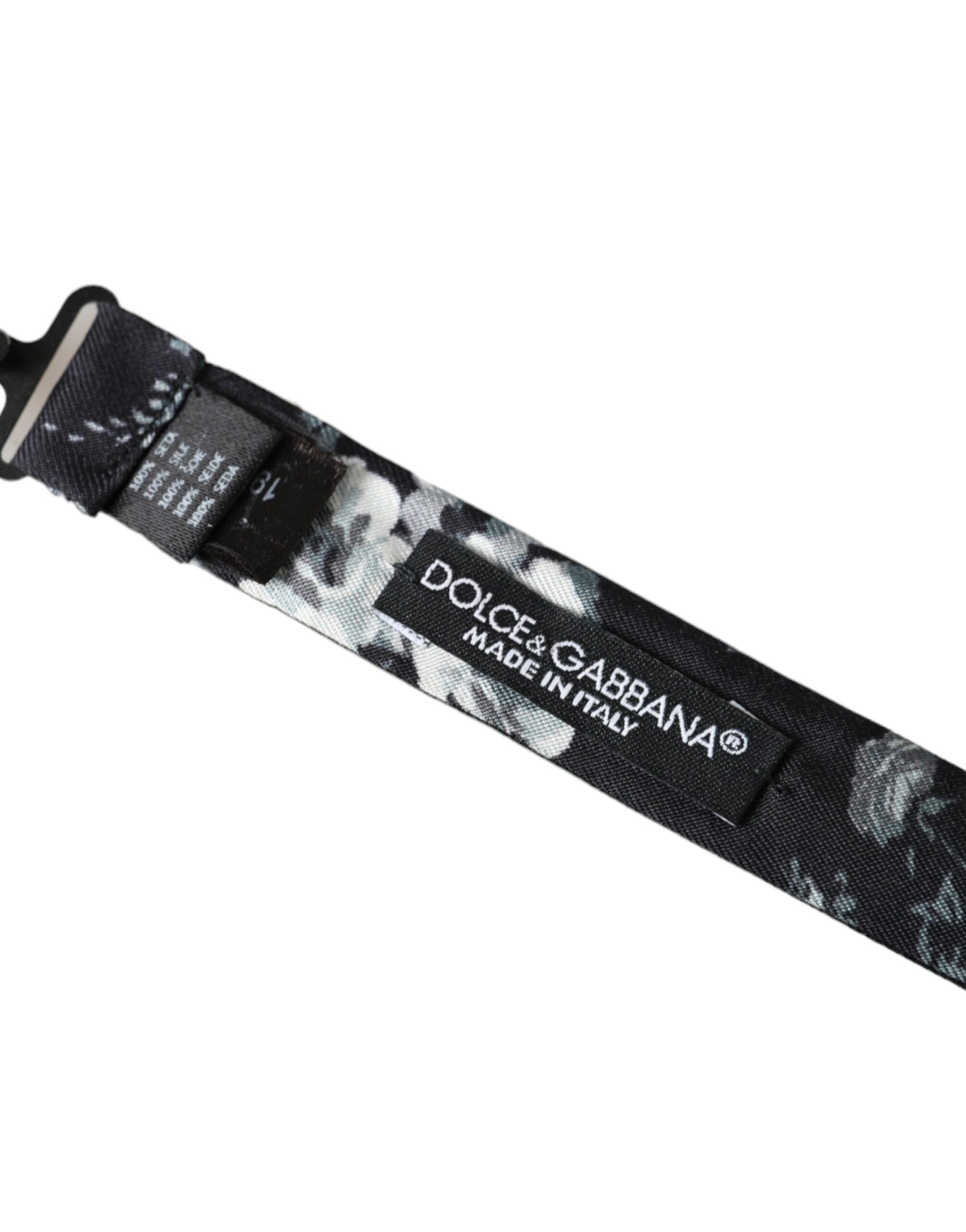 Dolce & Gabbana Black Floral Fantasy Adjustable Neck Men Bow Tie | Regal Royce