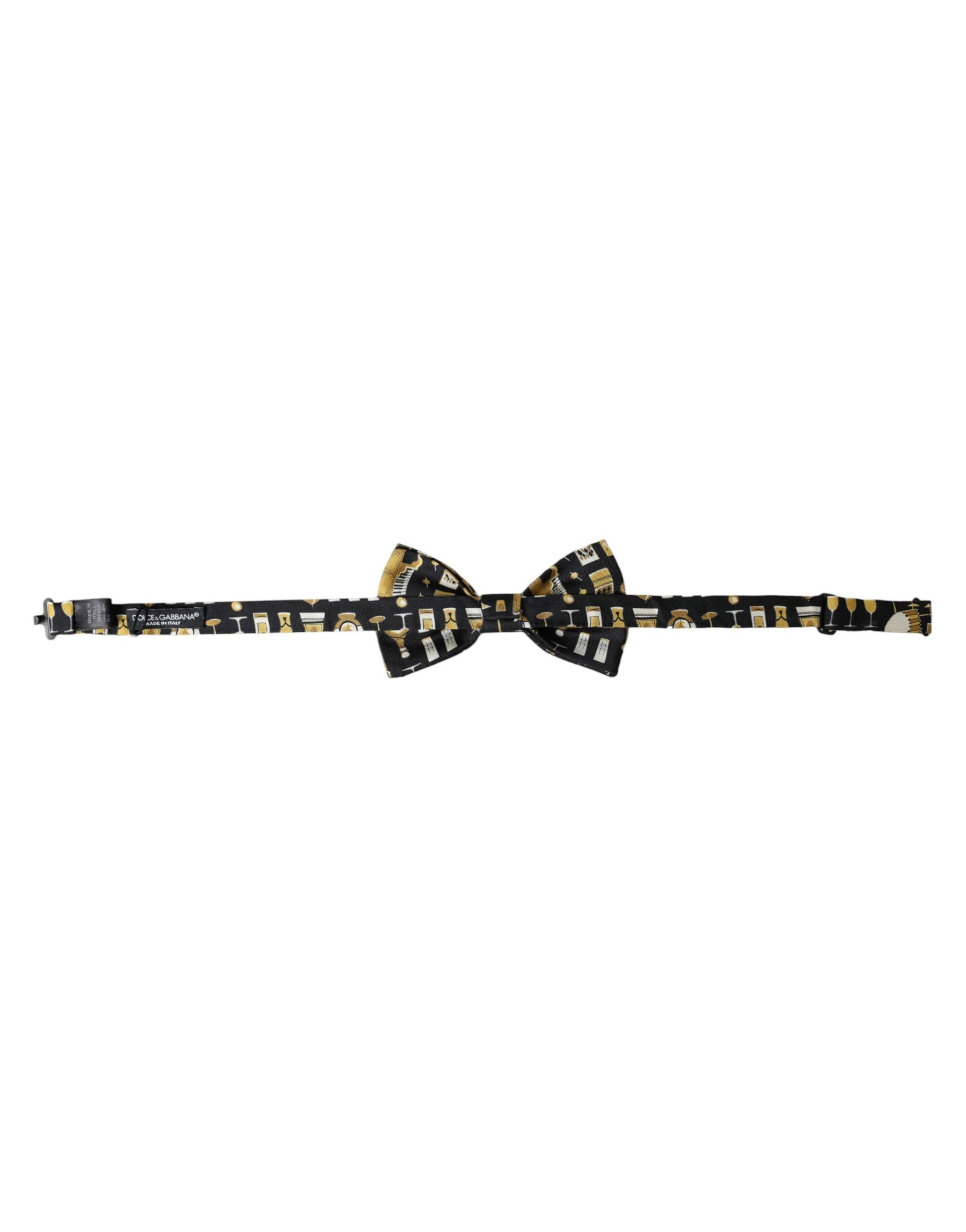 Dolce & Gabbana Black Silk Cocktail Adjustable Neck Men Bow Tie | Regal Royce